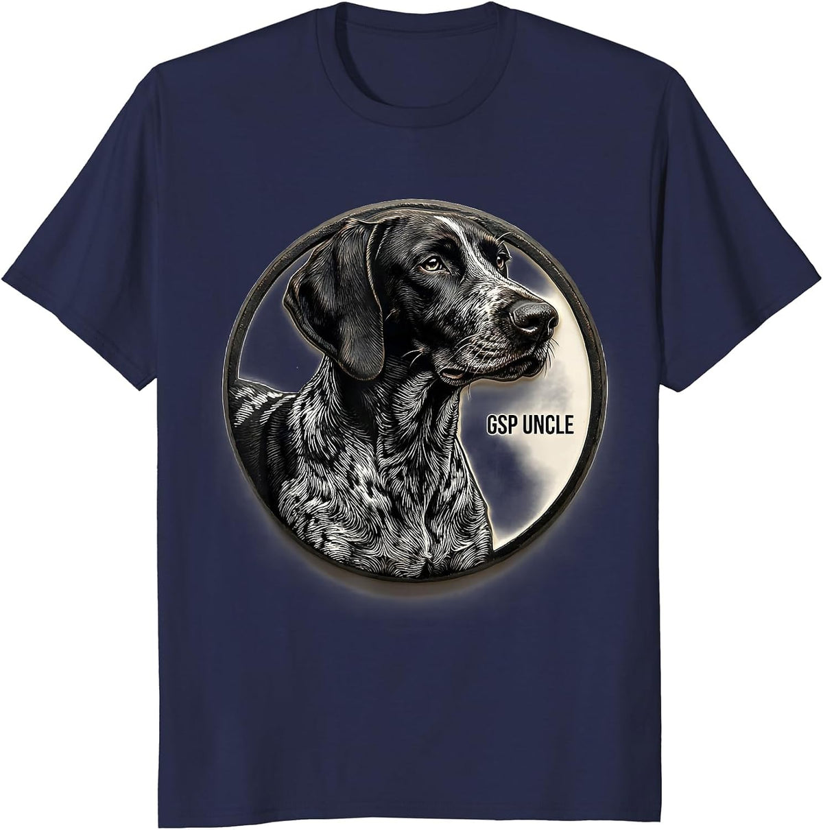 Men's GSP Uncle Vintage German Shorthaired Pointer Dog Lover T-Shirt - Navy Blue