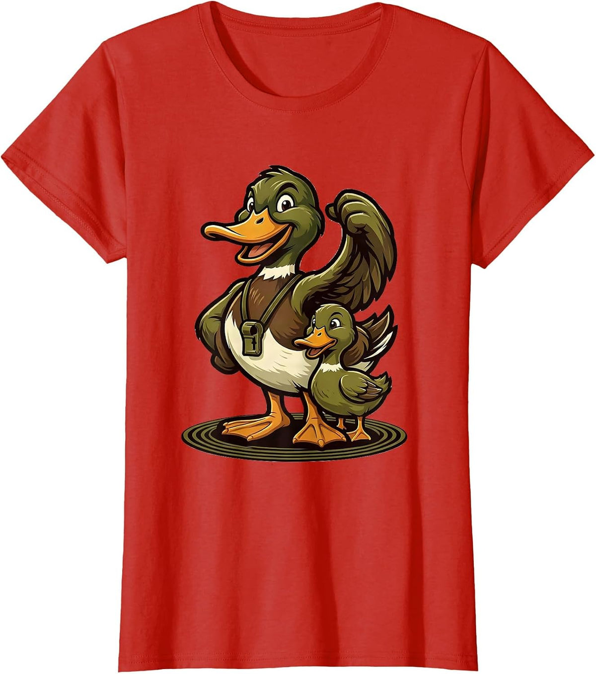 Mallard Mascot Duck Hunting Dad Camo Gift T-Shirt - Red