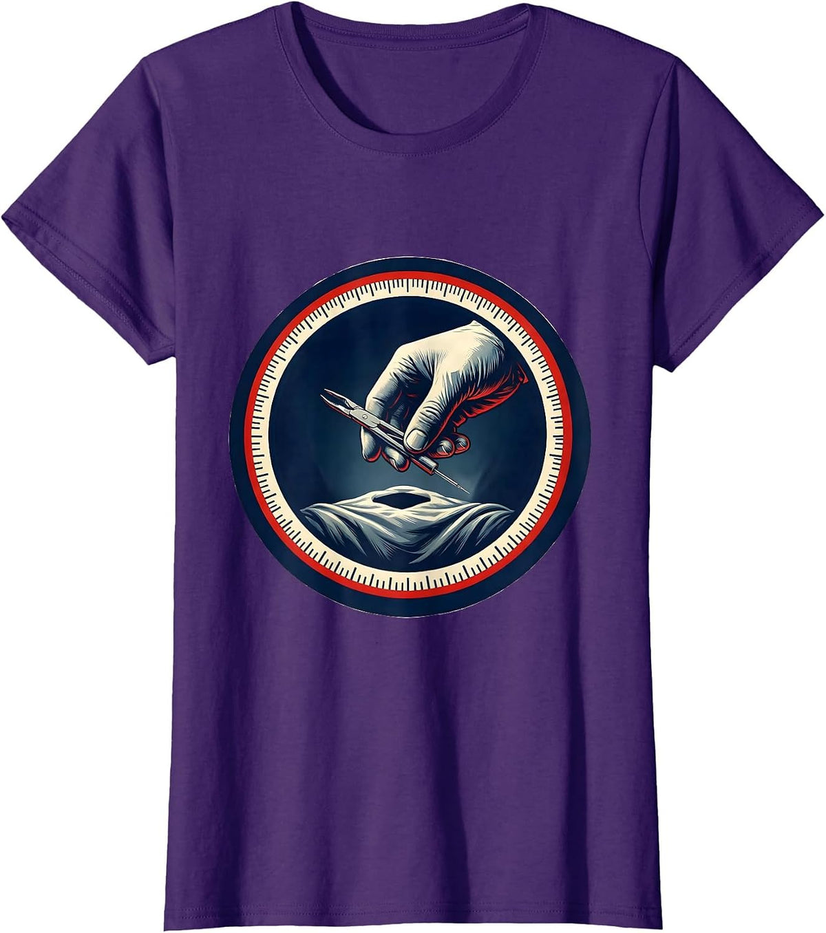 Women's Surgical Tech Emblem Medical Scrub Tech Pride T-Shirt - Purple