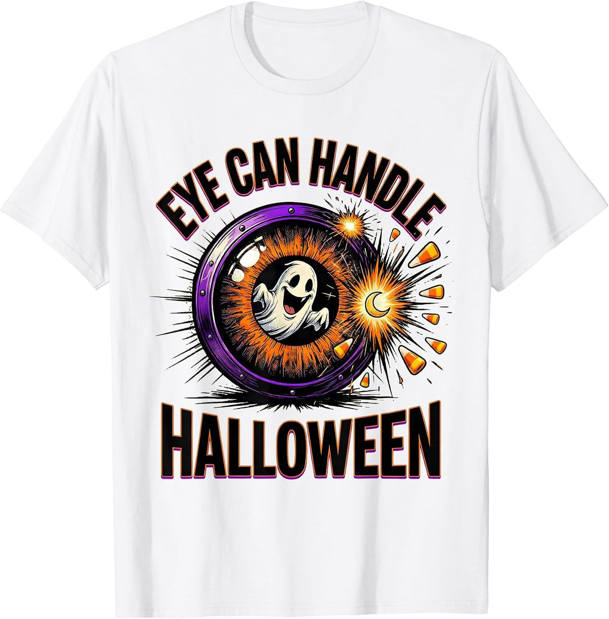 Men's Eye Can Handle Halloween Comic Book Ghost Optometrist T-Shirt - White