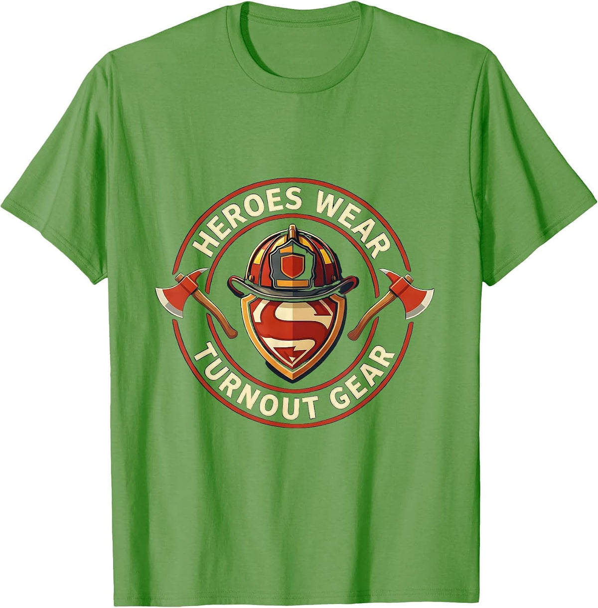 Men's Heroes Wear Turnout Gear Firefighter Design T-Shirt - Grass Green