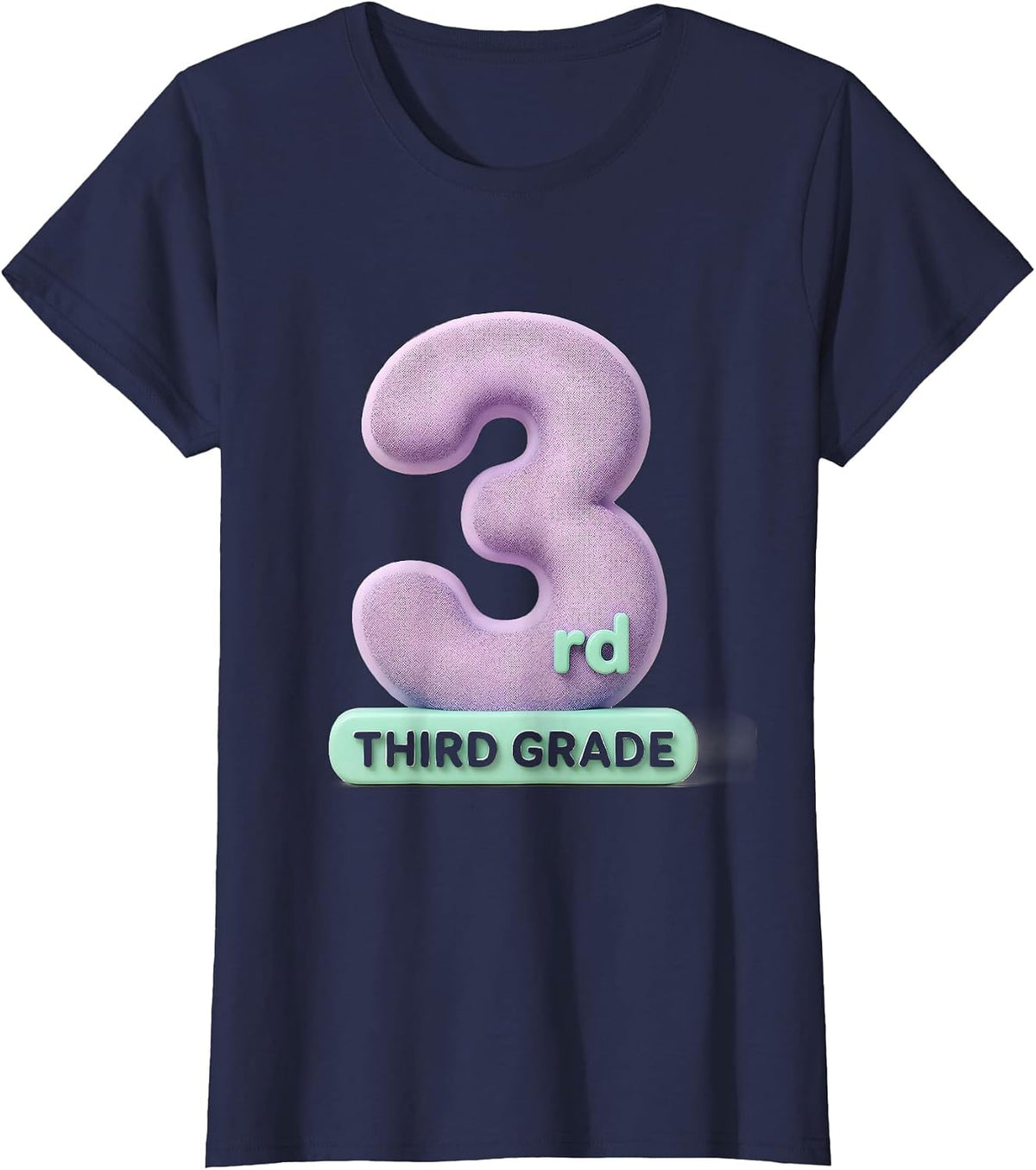 Women's Third Grade Cute Kawaii Elementary Teacher Back To School T-Shirt - Navy Blue