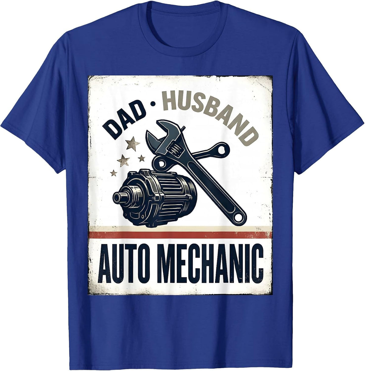 Dad Husband Auto Mechanic Vintage Patriotic Flag Mechanic T-Shirt - Royal Blue
