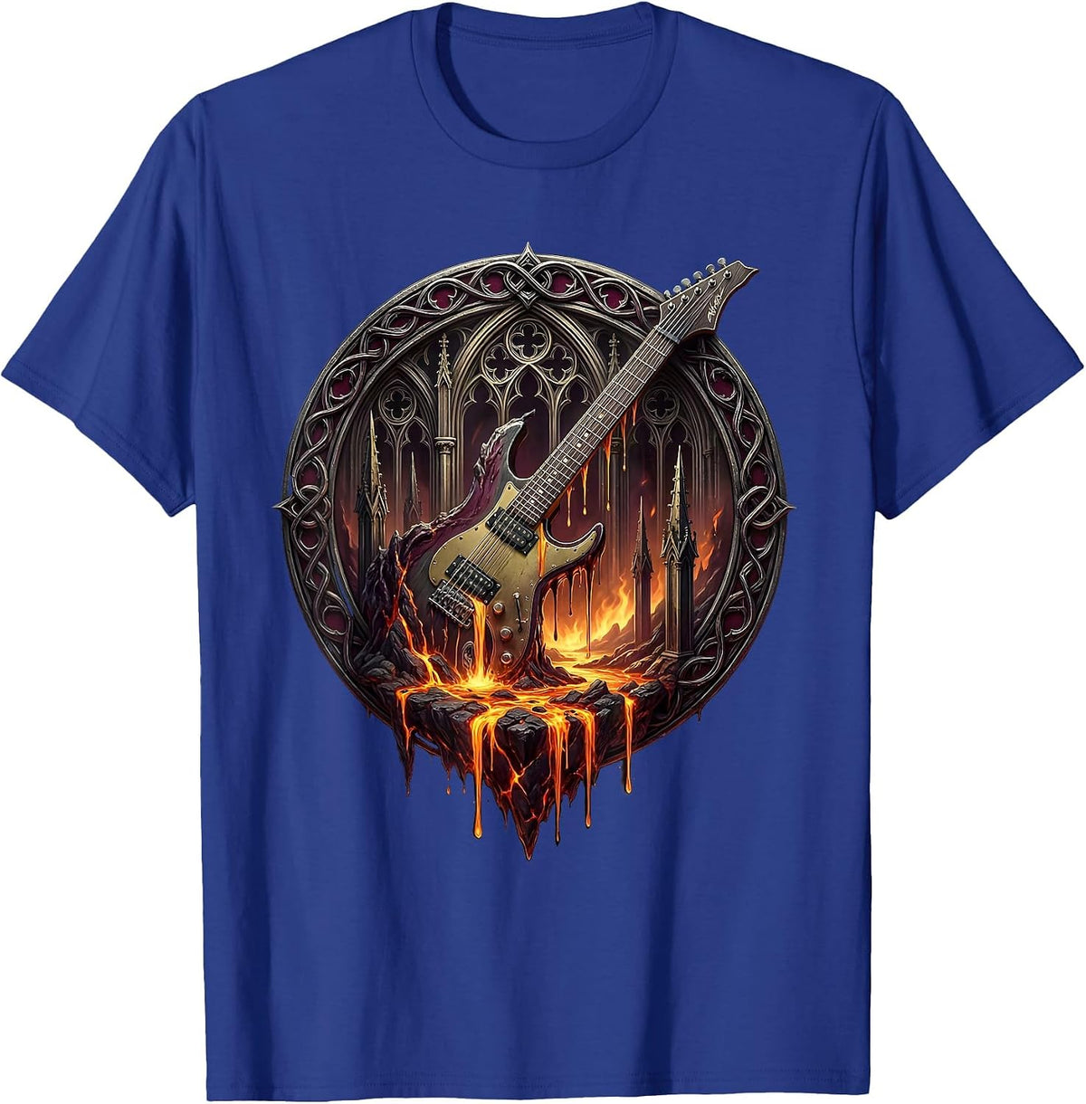 Men's Molten Guitar Strings Metal Music Graphic T-Shirt - Royal Blue