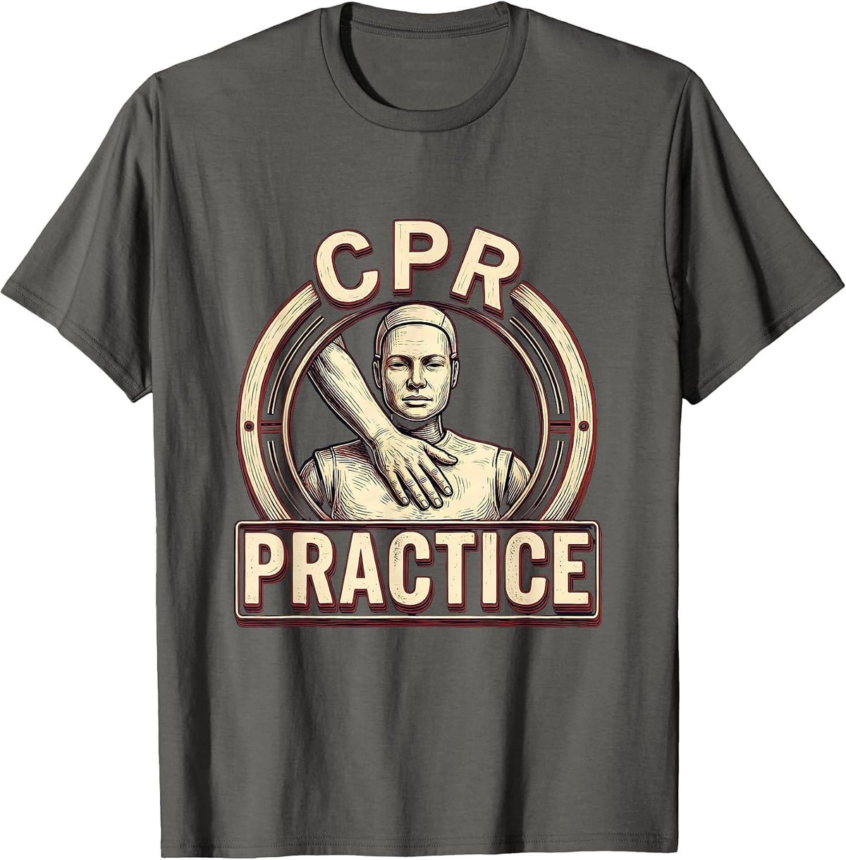 CPR Training Mannequin Head Funny EMT Paramedic Gift T-Shirt - Asphalt Grey