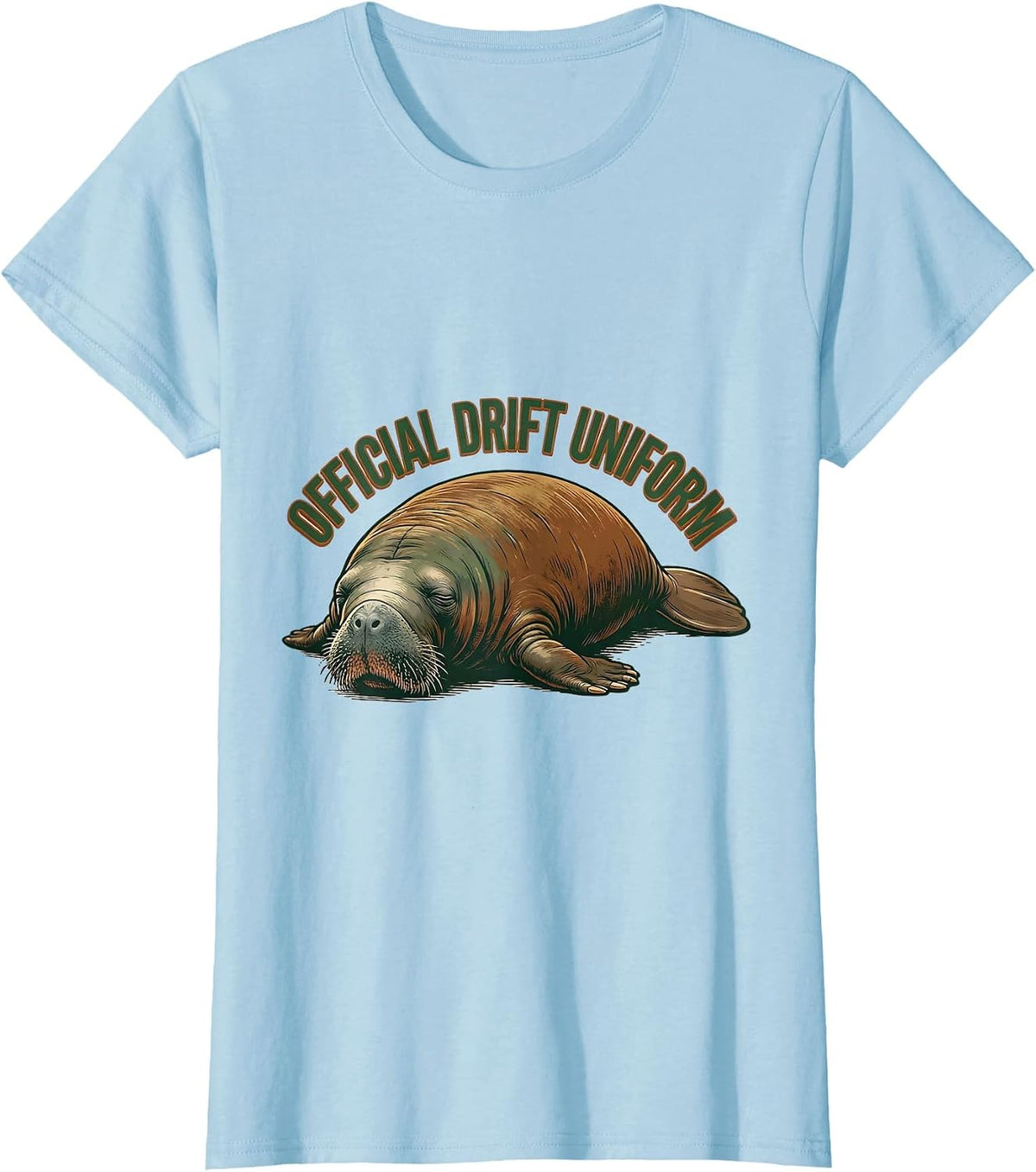 Women's Official Drift Uniform Vintage Manatee Sea Cow Wildlife T-Shirt - Baby Blue