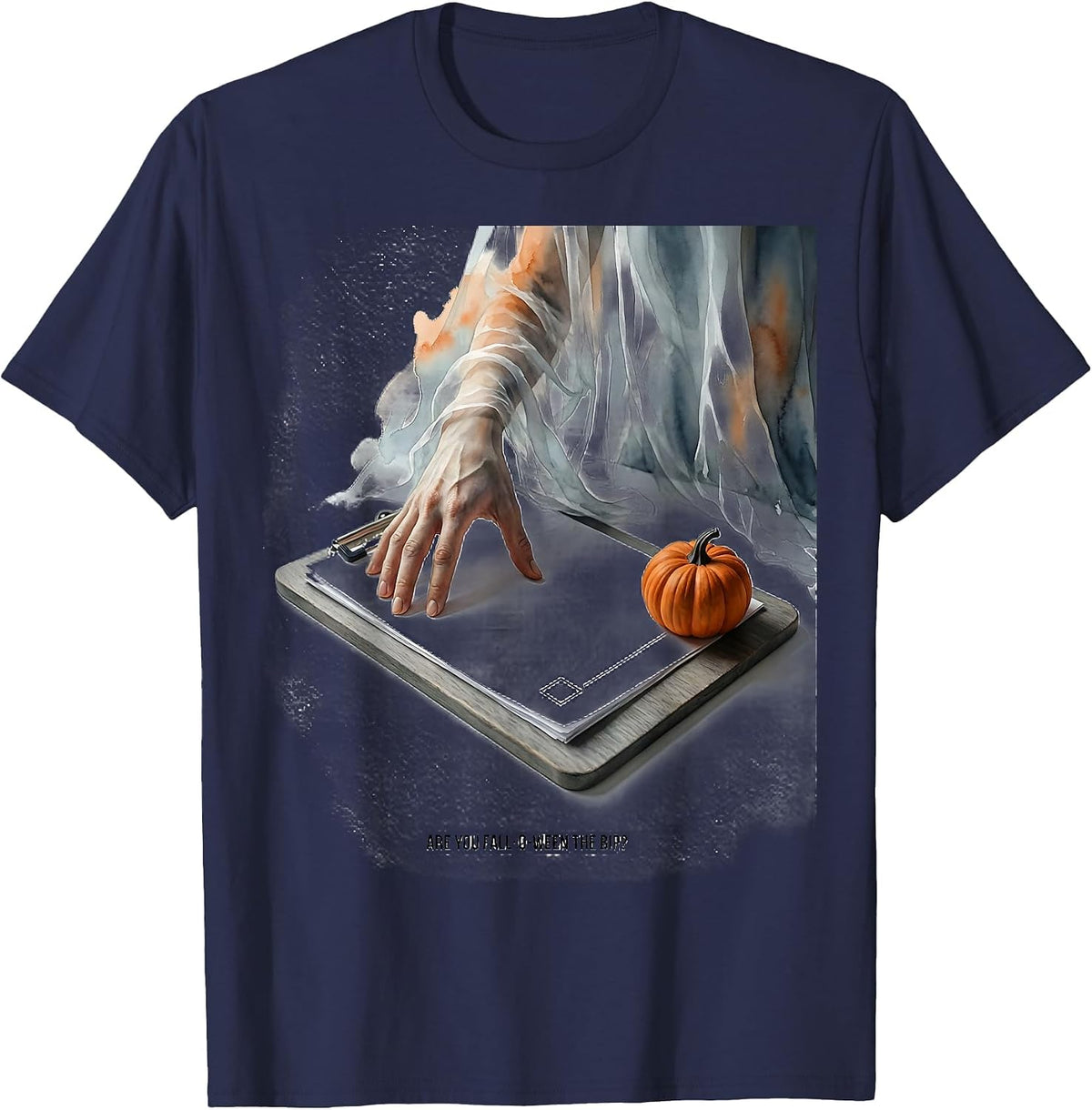 Men's Are You Fall-O-Ween The BIP Watercolor Ghost Teacher T-Shirt - Navy Blue