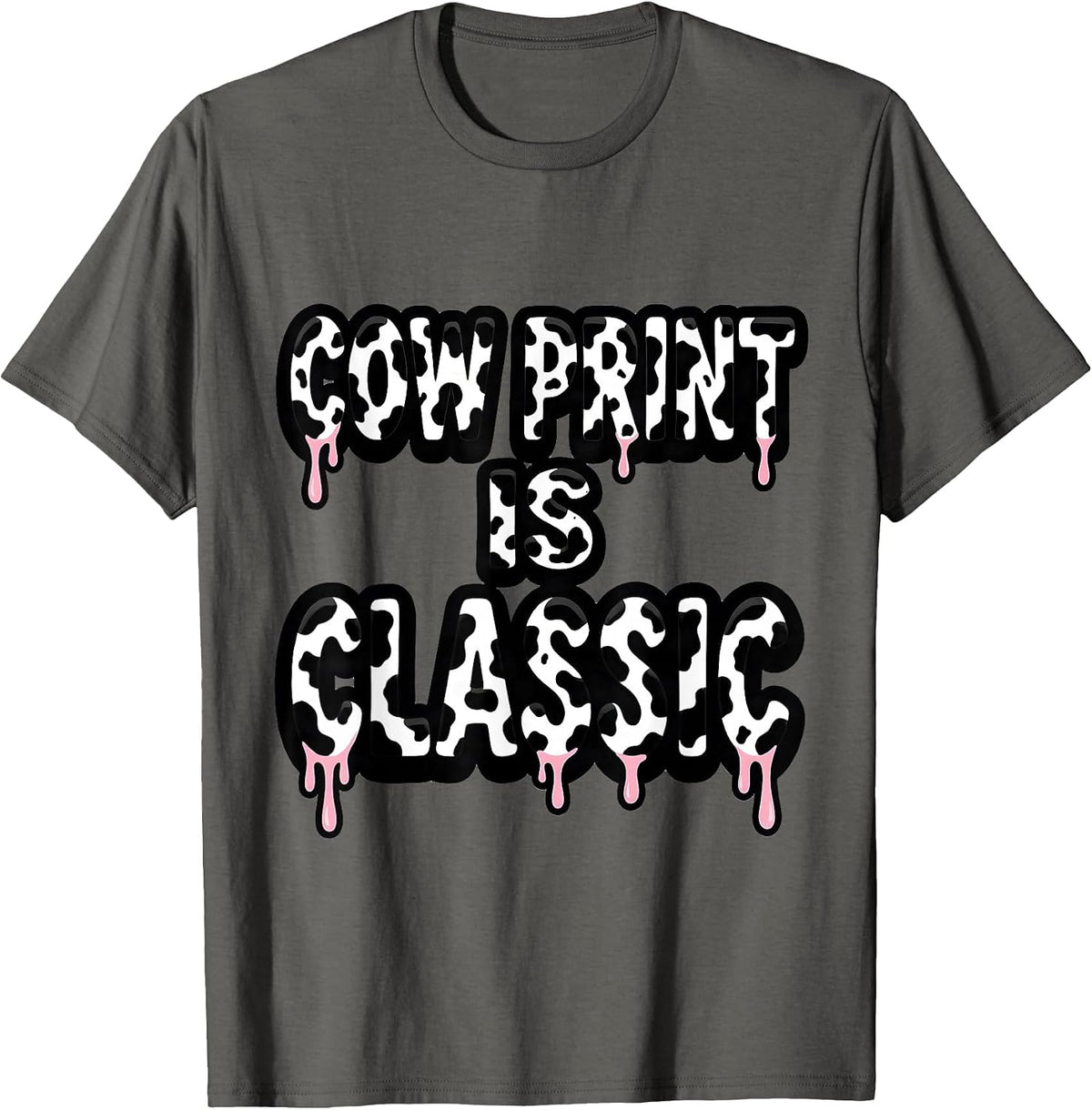 Men's Cow Print Is Classic Bold Animal Print Design T-Shirt - Asphalt Grey