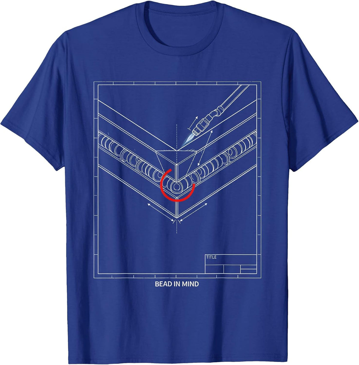 Men's Bead In Mind Technical Blueprint Welder Metal Worker Humor T-Shirt - Royal Blue