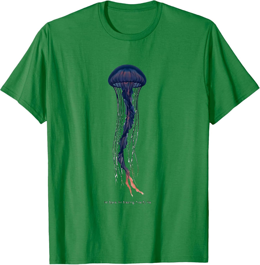 Men's No Spine No Steering Fine By Me Funny Jellyfish Ocean T-Shirt - Kelly Green