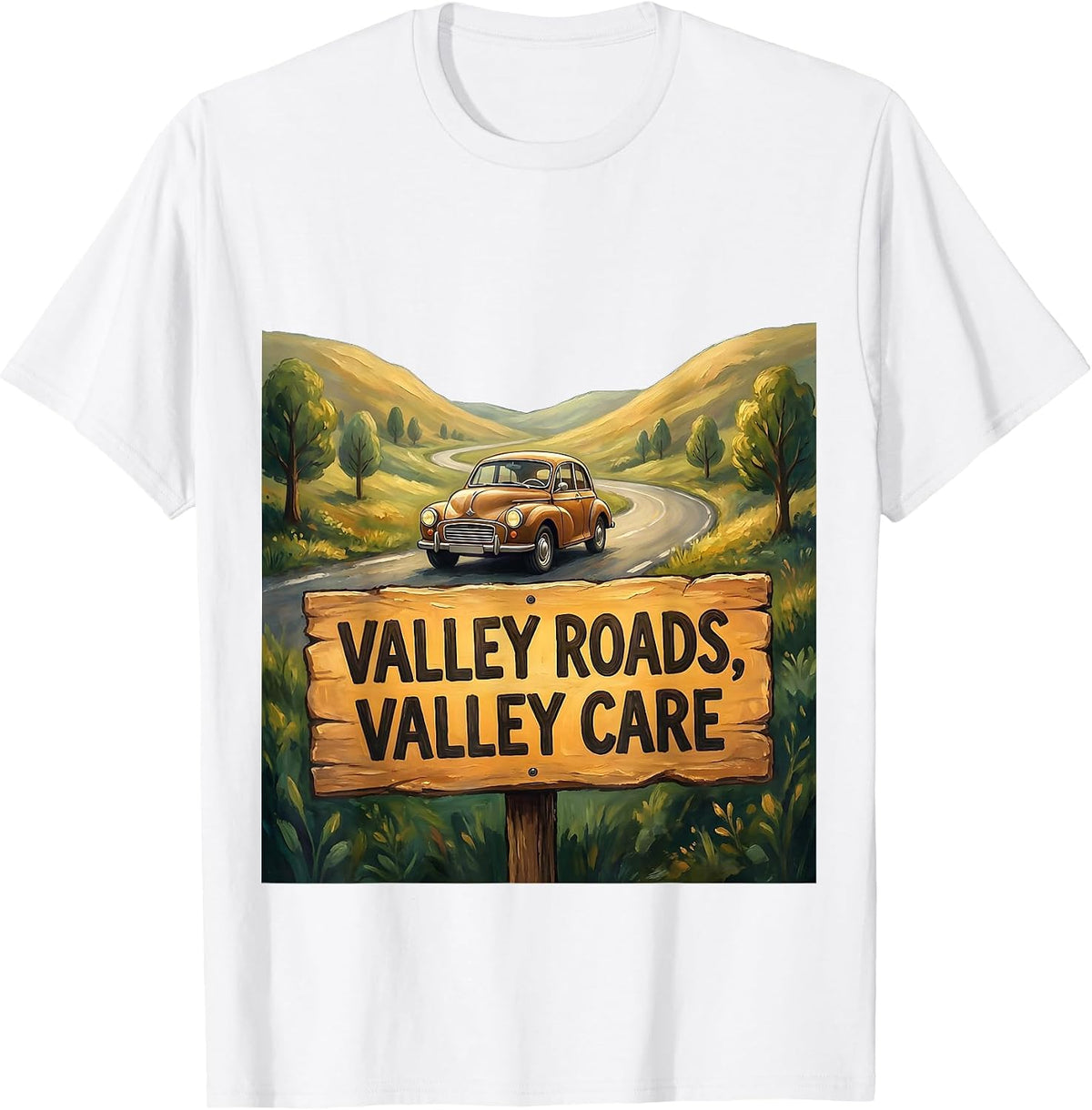Men's Valley Roads Valley Care Automotive Design T-Shirt - White