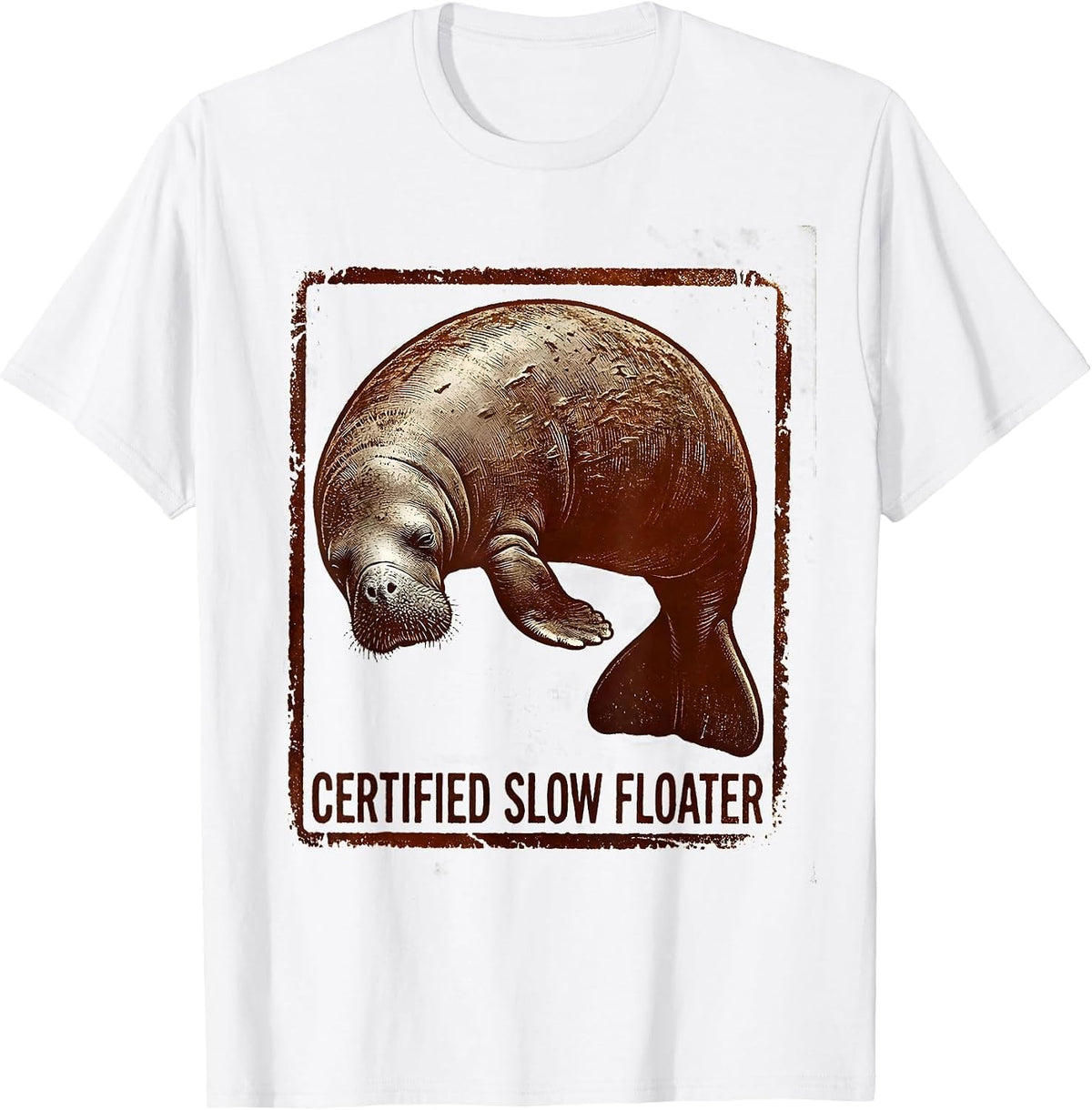Men's Certified Slow Floater Funny Manatee Lover Ocean Animal T-Shirt - White