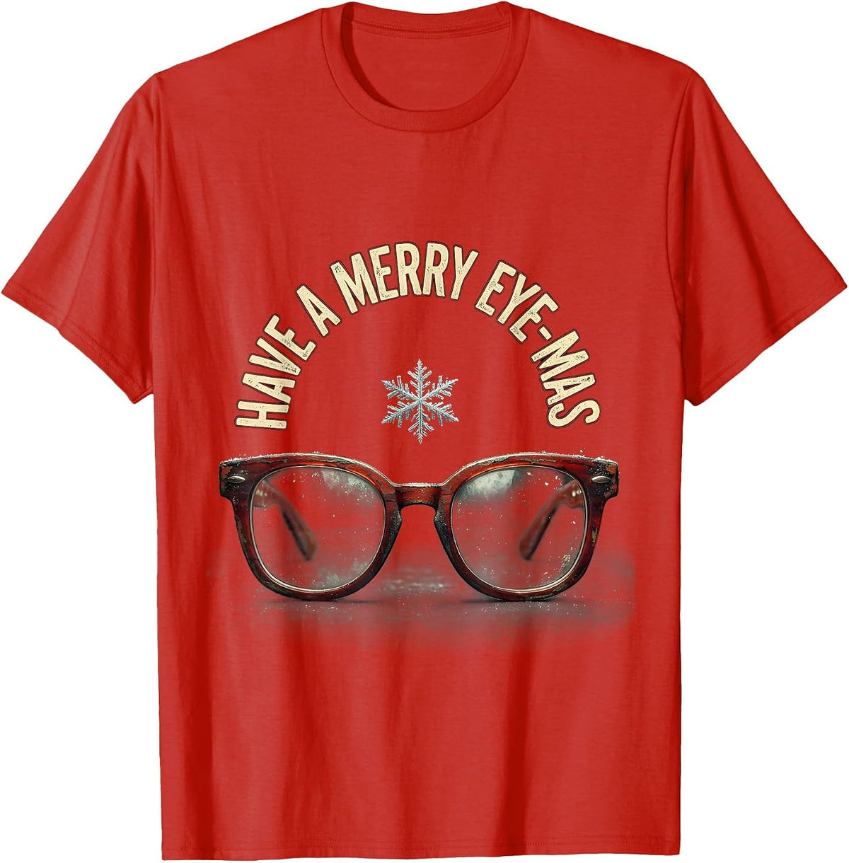 Men's Have A Merry Eye-Mas Distressed Optometrist Christmas T-Shirt - Red