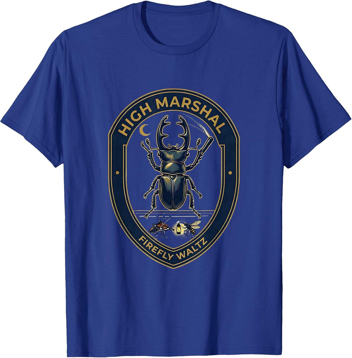 Men's High Marshal Firefly Waltz Vintage Insect Band Nature Lover T-Shirt - Royal Blue