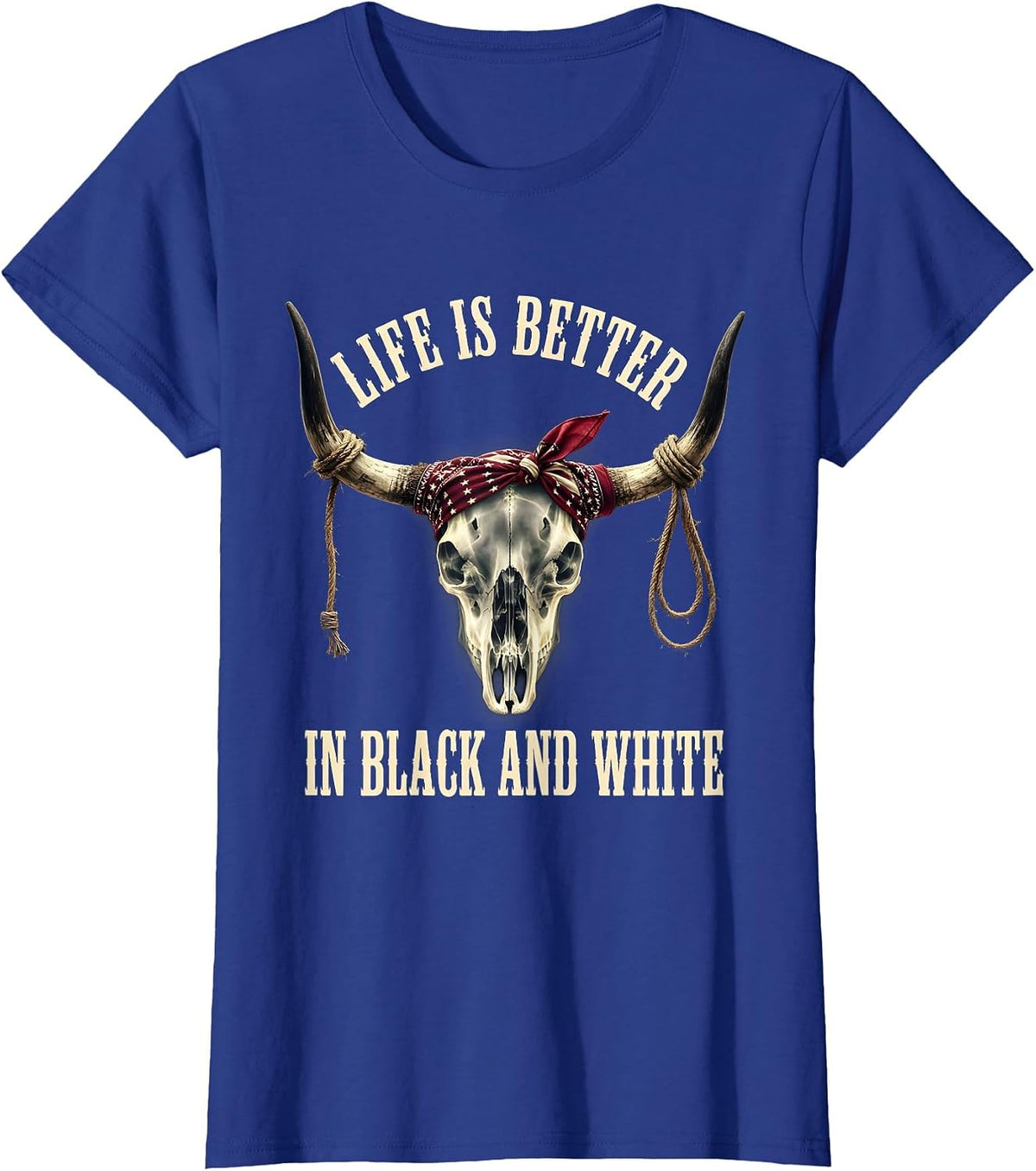 Women's Life Is Better In Black and White Radiology Design T-Shirt - Royal Blue