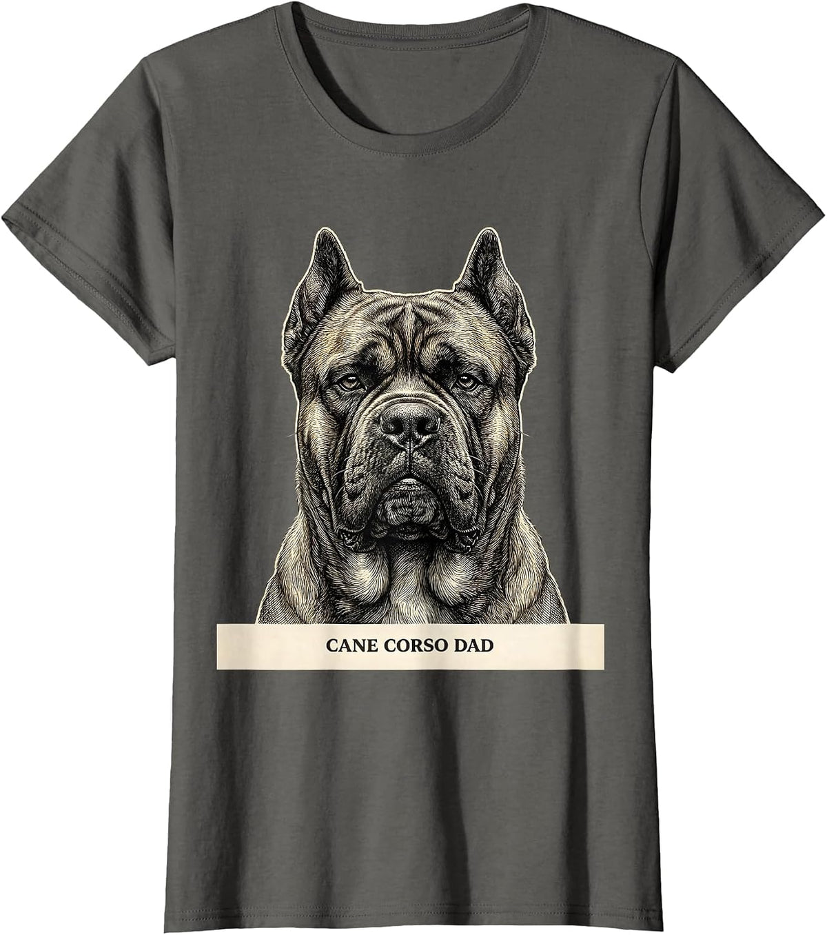 Women's Cane Corso Dad Italian Mastiff Pet Lover Humor T-Shirt - Asphalt Grey