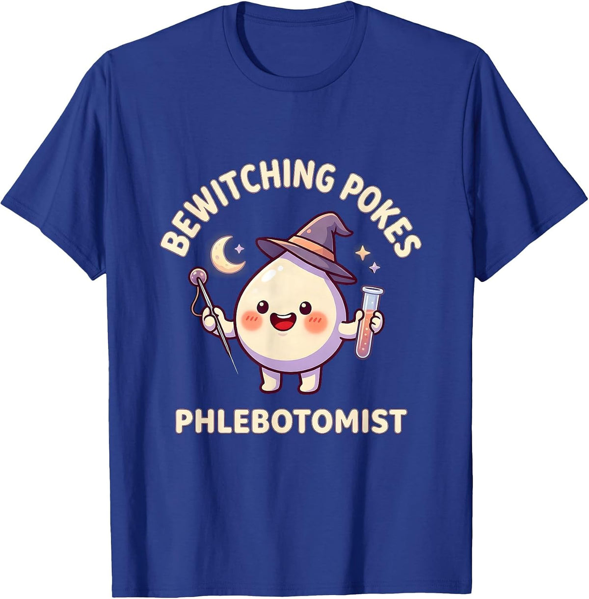 Men's Bewitching Pokes Phlebotomist Funny Nurse Halloween Hocus T-Shirt - Royal Blue