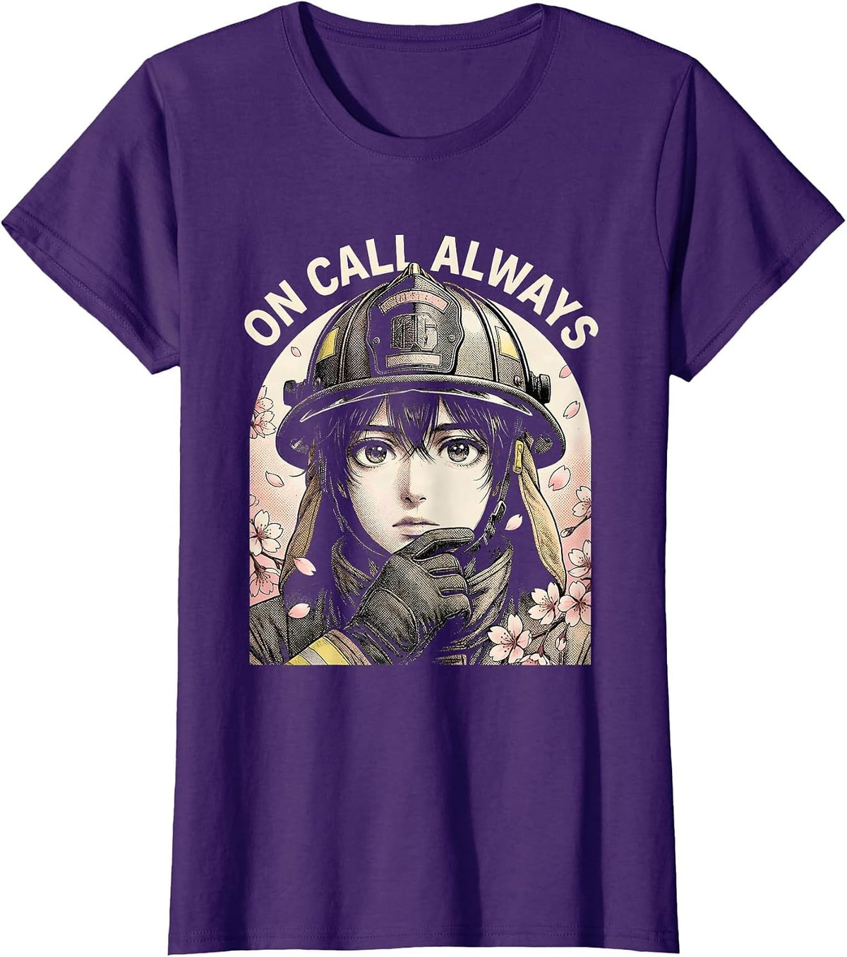 Women's On Call Always Firefighter Graphic Design T-Shirt - Purple