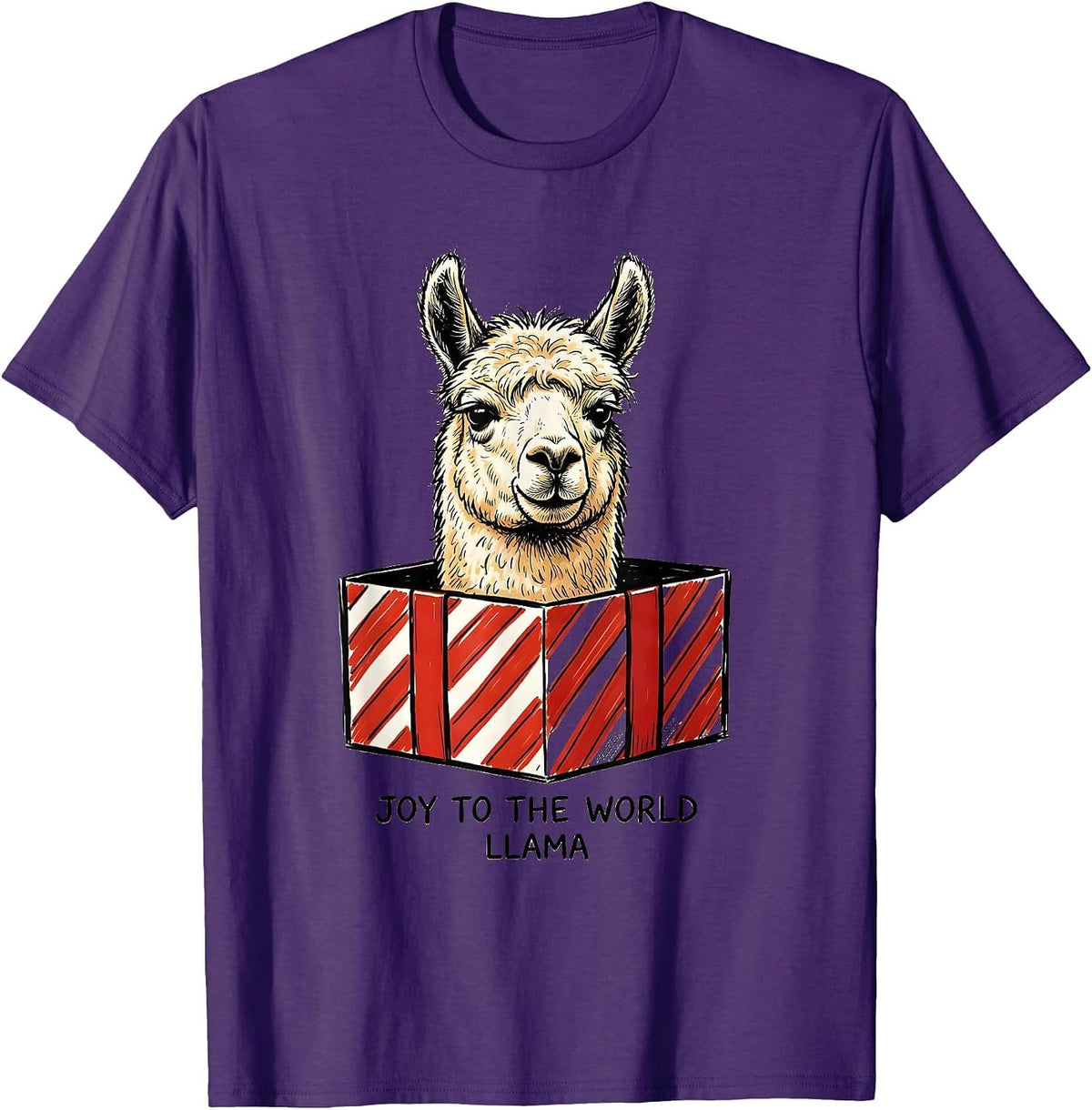 Men's Joy to the World, Llama Funny Christmas Llama Lover Gift T-Shirt - Purple