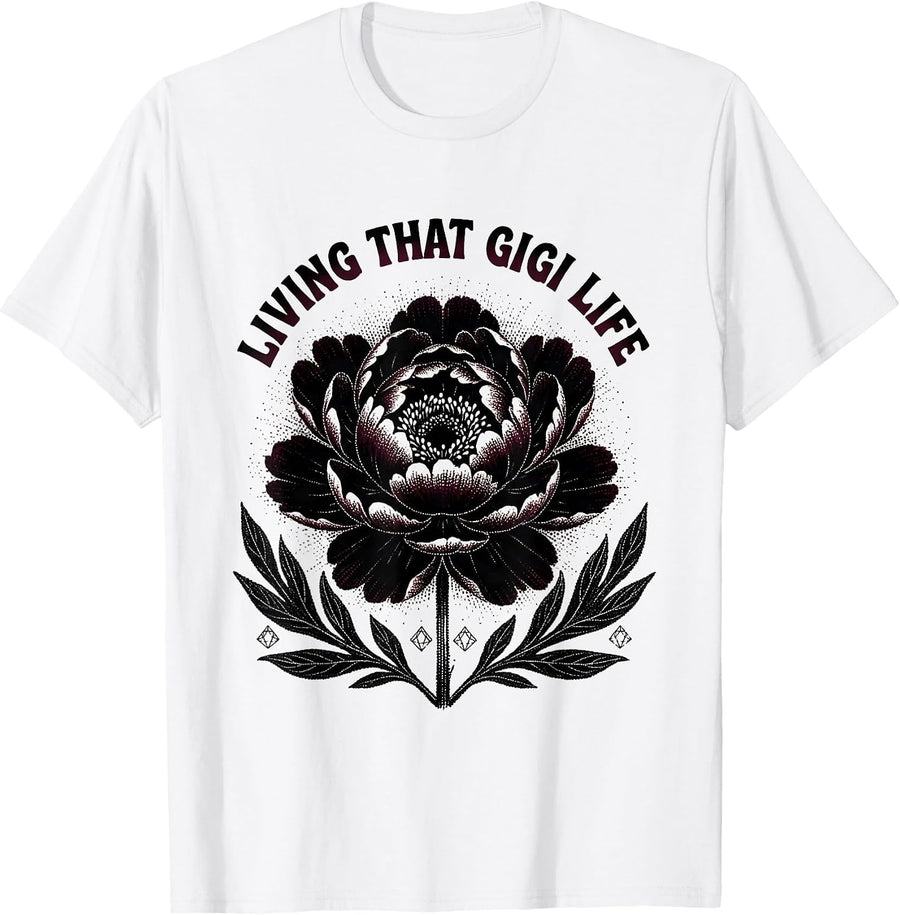 Men's Living That Gigi Life Grandma Design T-Shirt - White