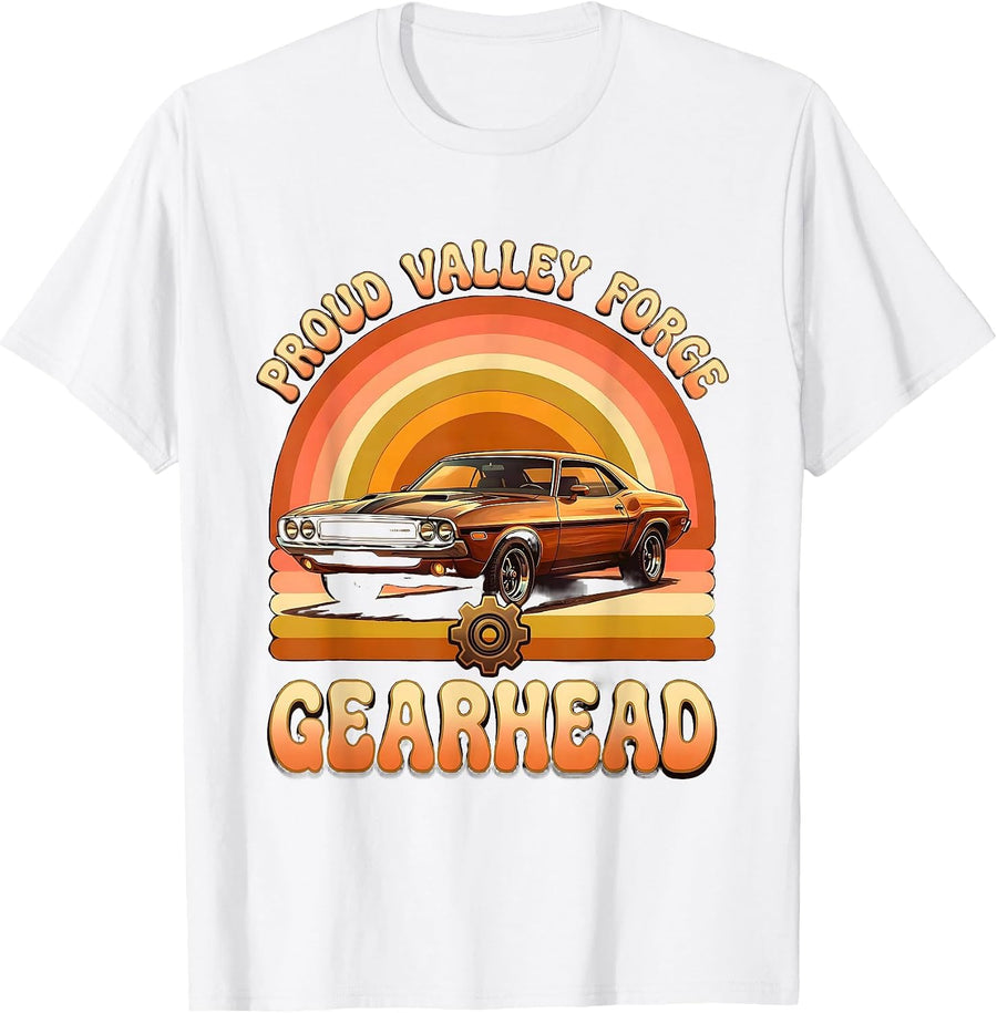 Men's Proud Valley Forge Gearhead Automotive Design T-Shirt - White