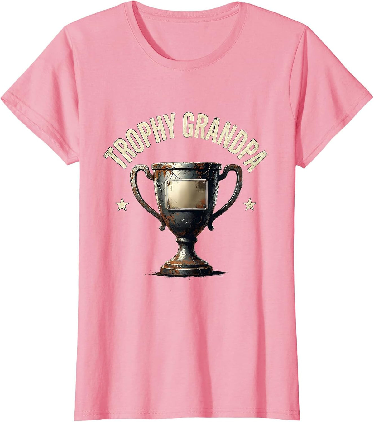 Women's Trophy Grandpa Distressed Funny Father Gift Idea T-Shirt - Pink