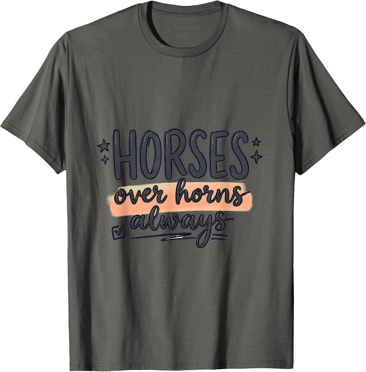 Men's Horses Over Horns Always Equestrian Design T-Shirt - Asphalt Grey
