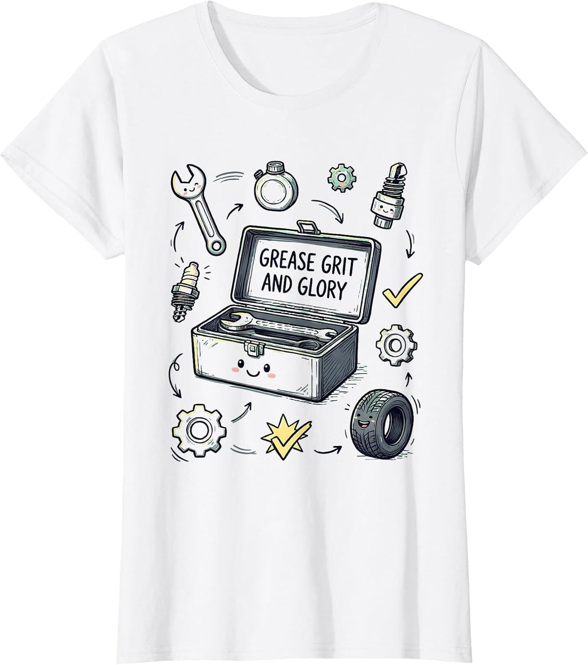Valley Forge Automotive Grease Grit and Glory Design T-Shirt - White