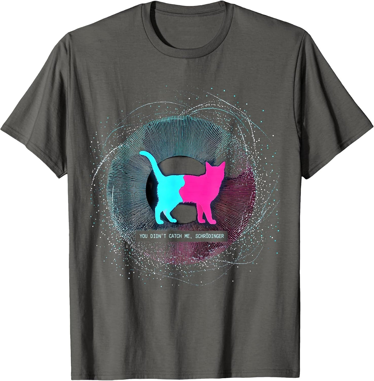 You Didn't Catch Me Schrödinger Funny Quantum Physics T-Shirt - Asphalt Grey