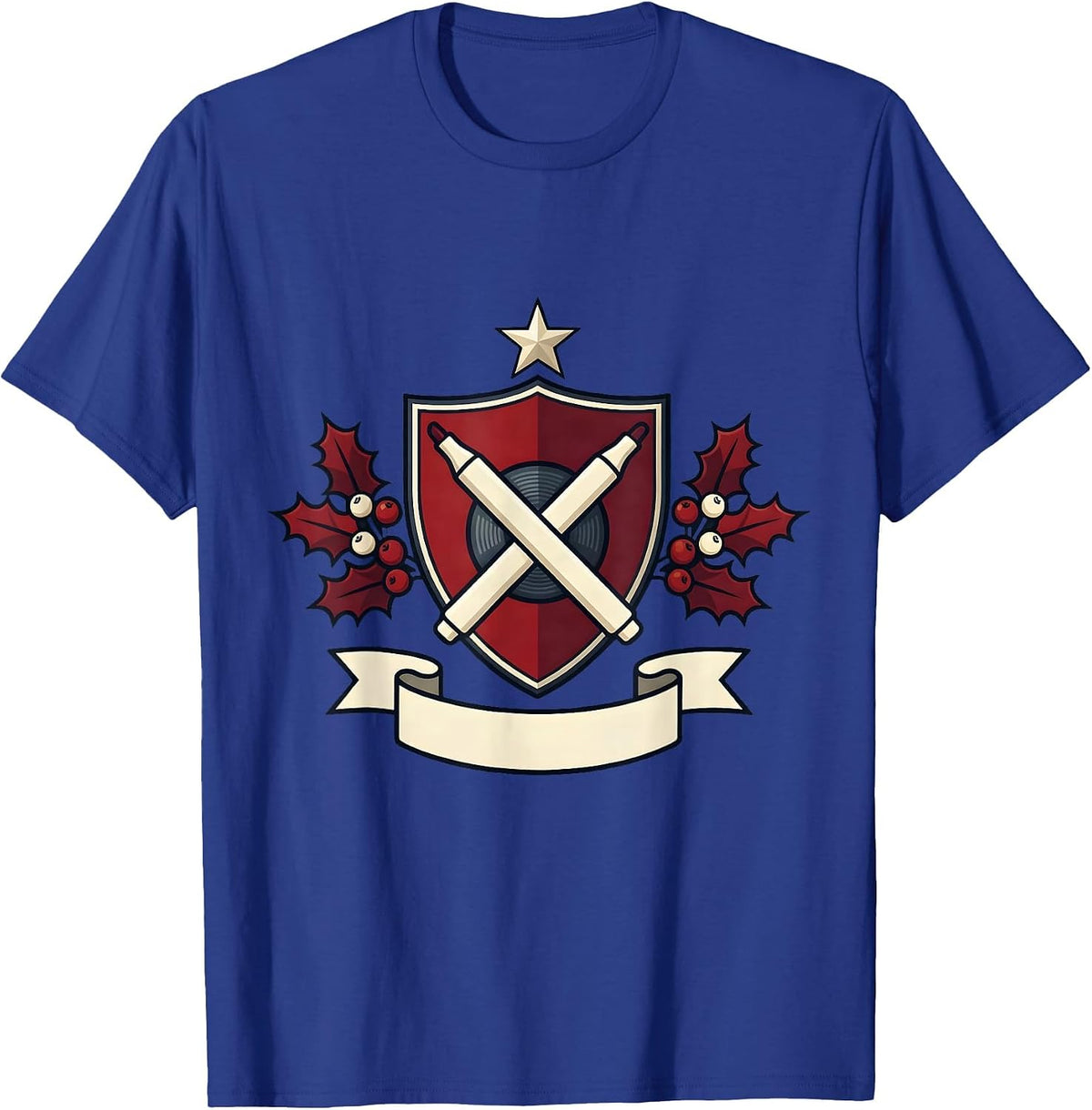 Radiology Tech Shield Crest Christmas Skeleton Humor T-Shirt - Royal Blue