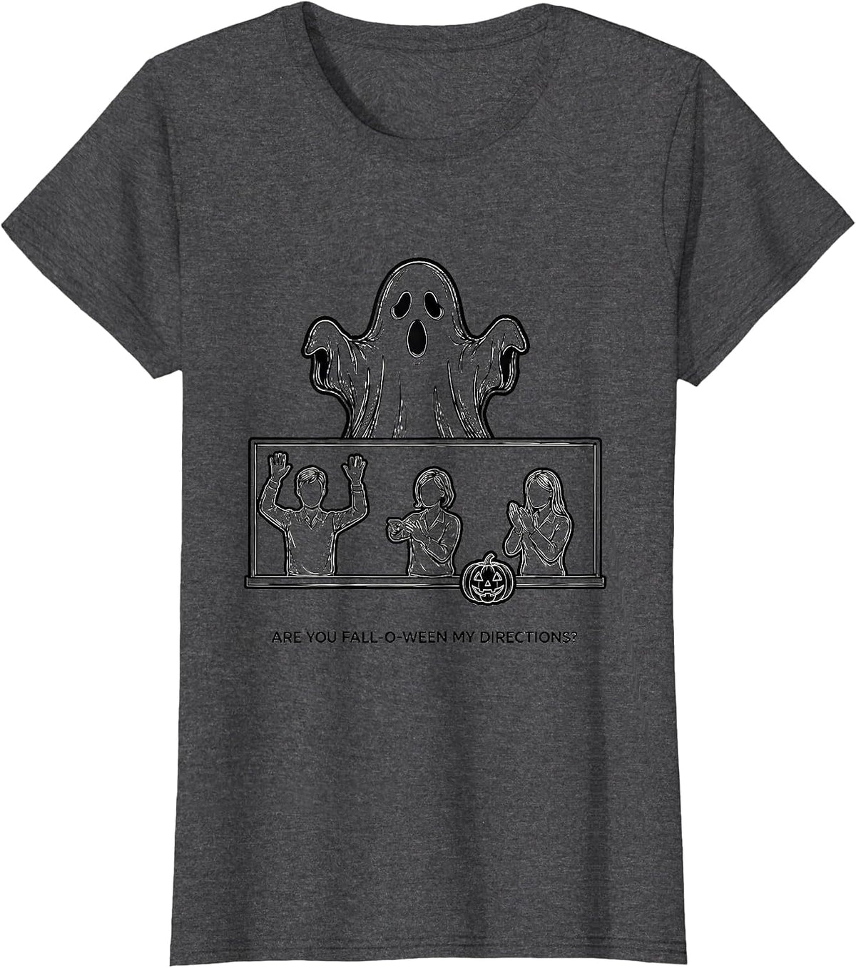 Women's Are You Fall-O-Ween My Directions Funny Teacher Ghost T-Shirt - Dark Heather Grey