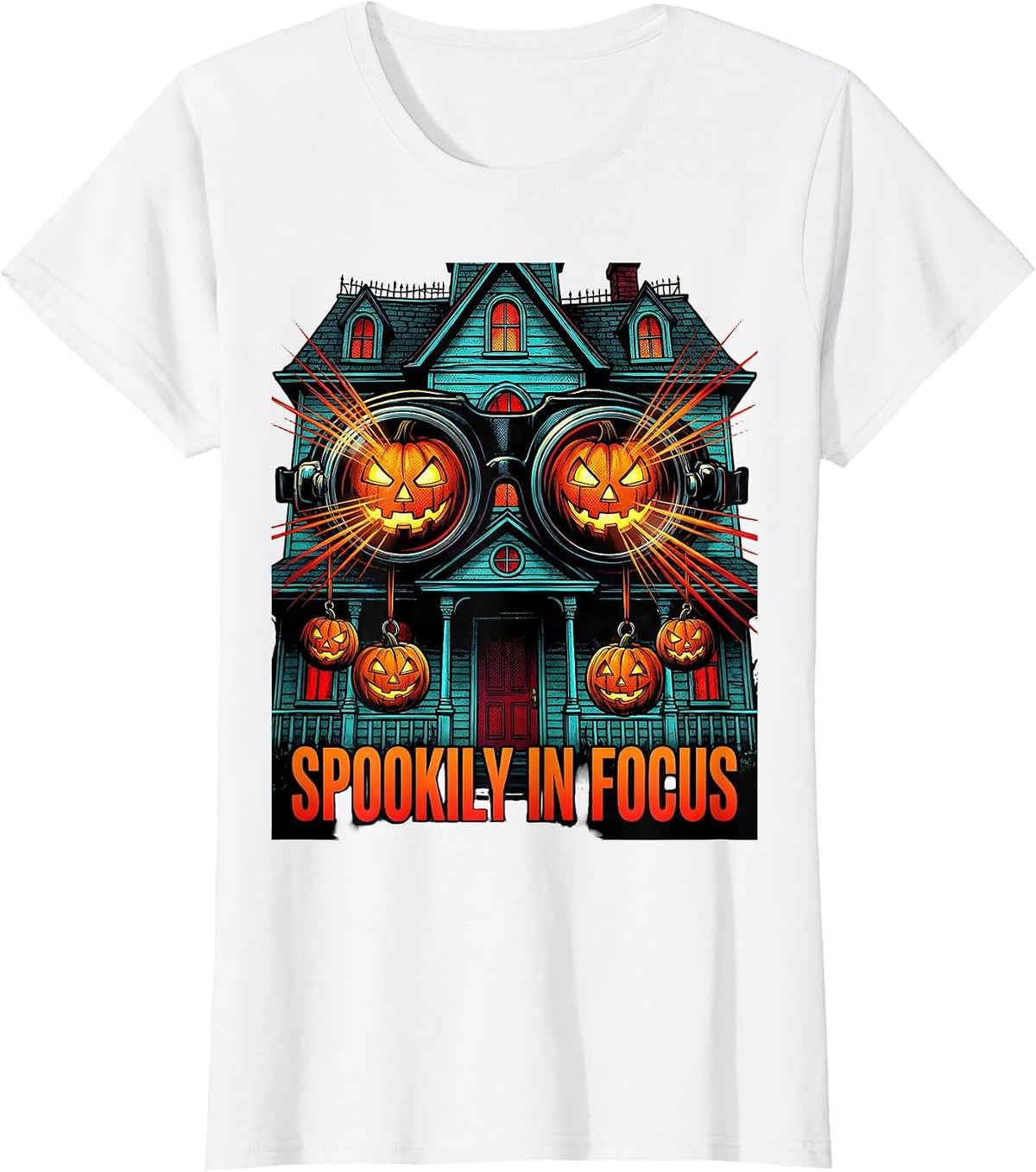 Spookily In Focus Pop Art Halloween Optometrist Eye Doctor T-Shirt - White