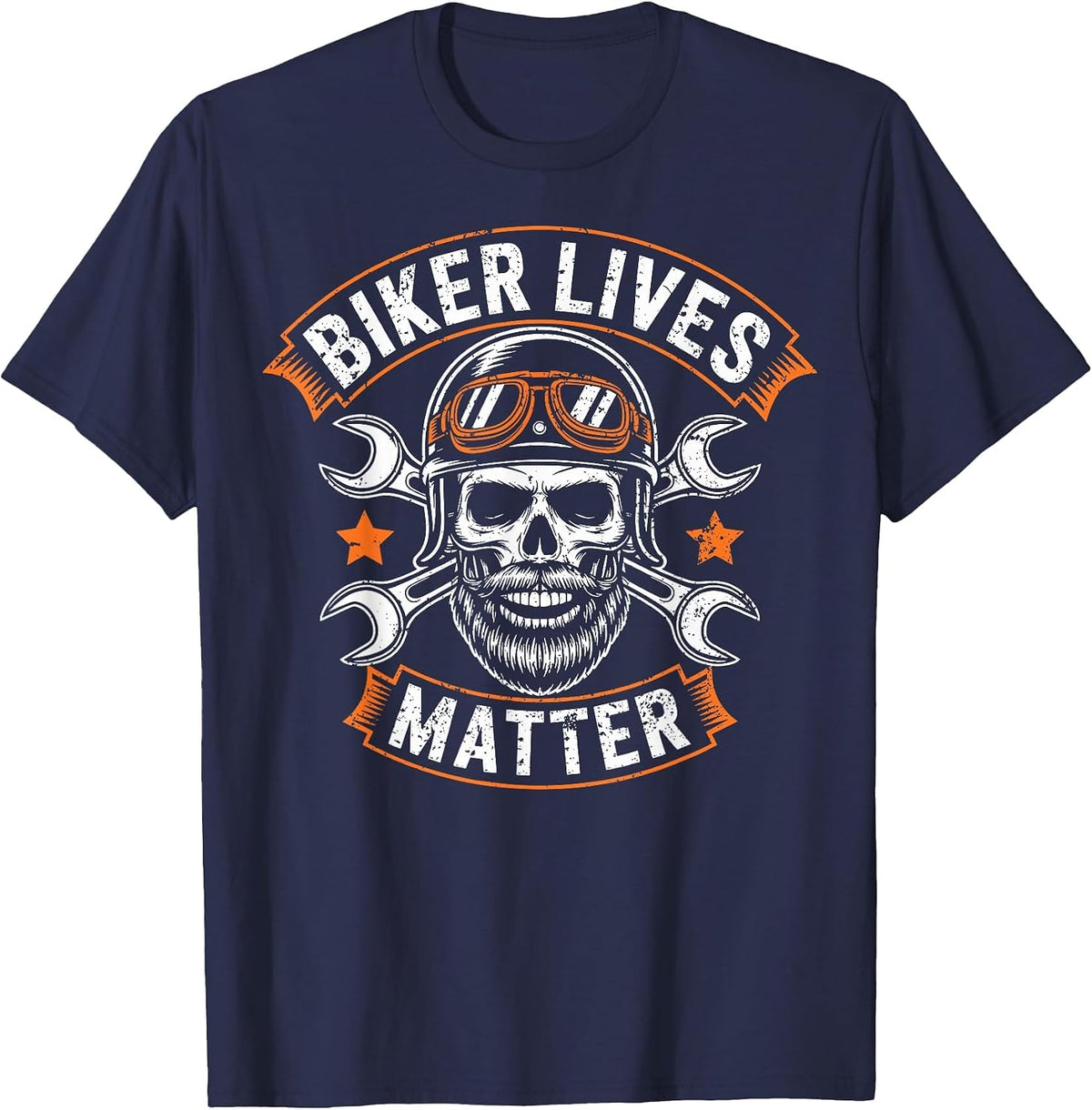 Skull Vintage Biker Lives Matter Motorcycles Riding Lover T-Shirt - Navy Blue