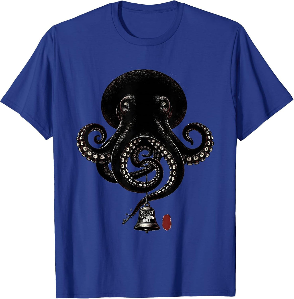 Men's Octopus of the Drowned Bell Blackwork Dotwork Octopus Lover T-Shirt - Royal Blue