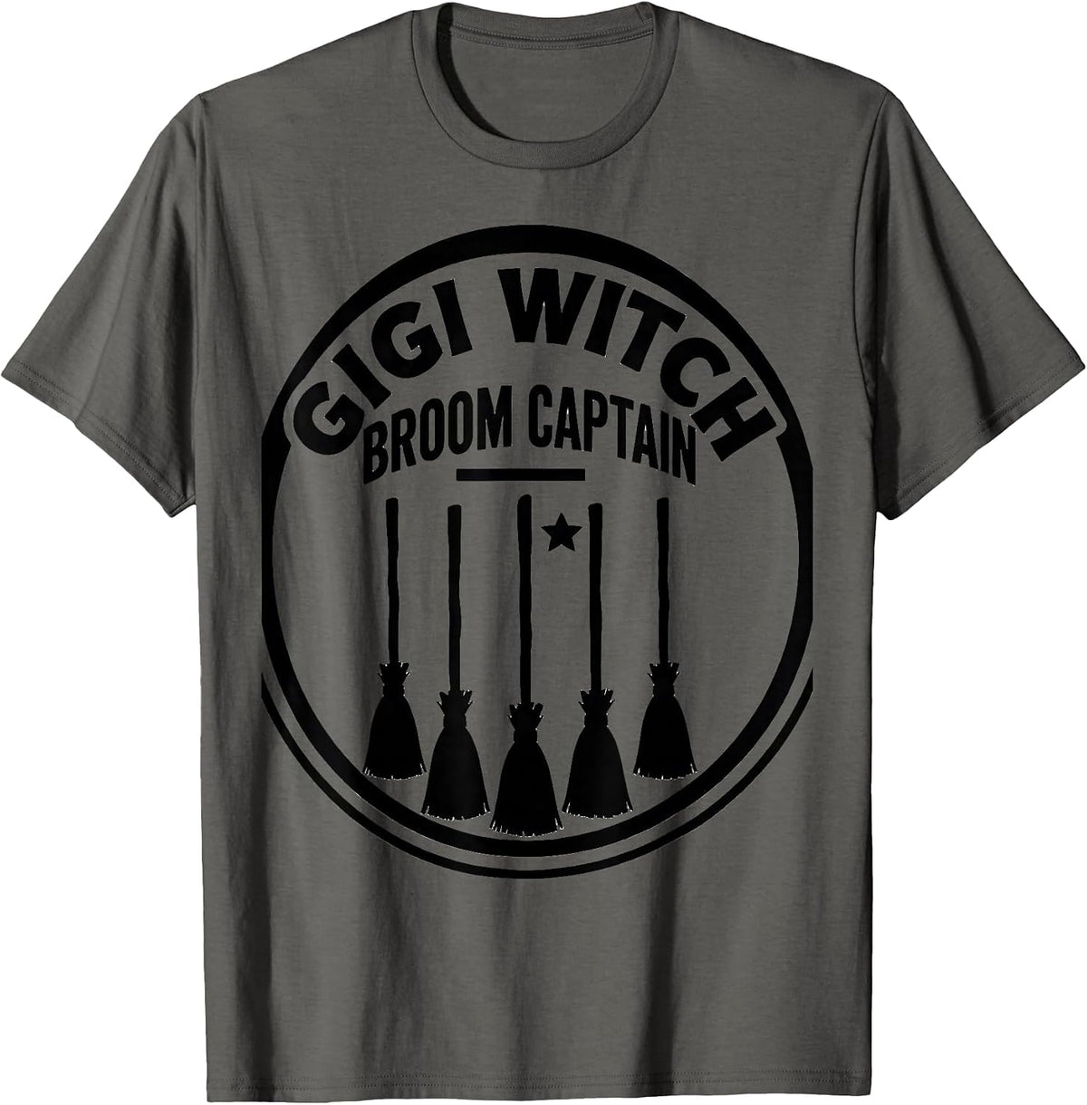 Men's Gigi Witch Broom Captain Funny Halloween Grandma Witch T-Shirt - Asphalt Grey