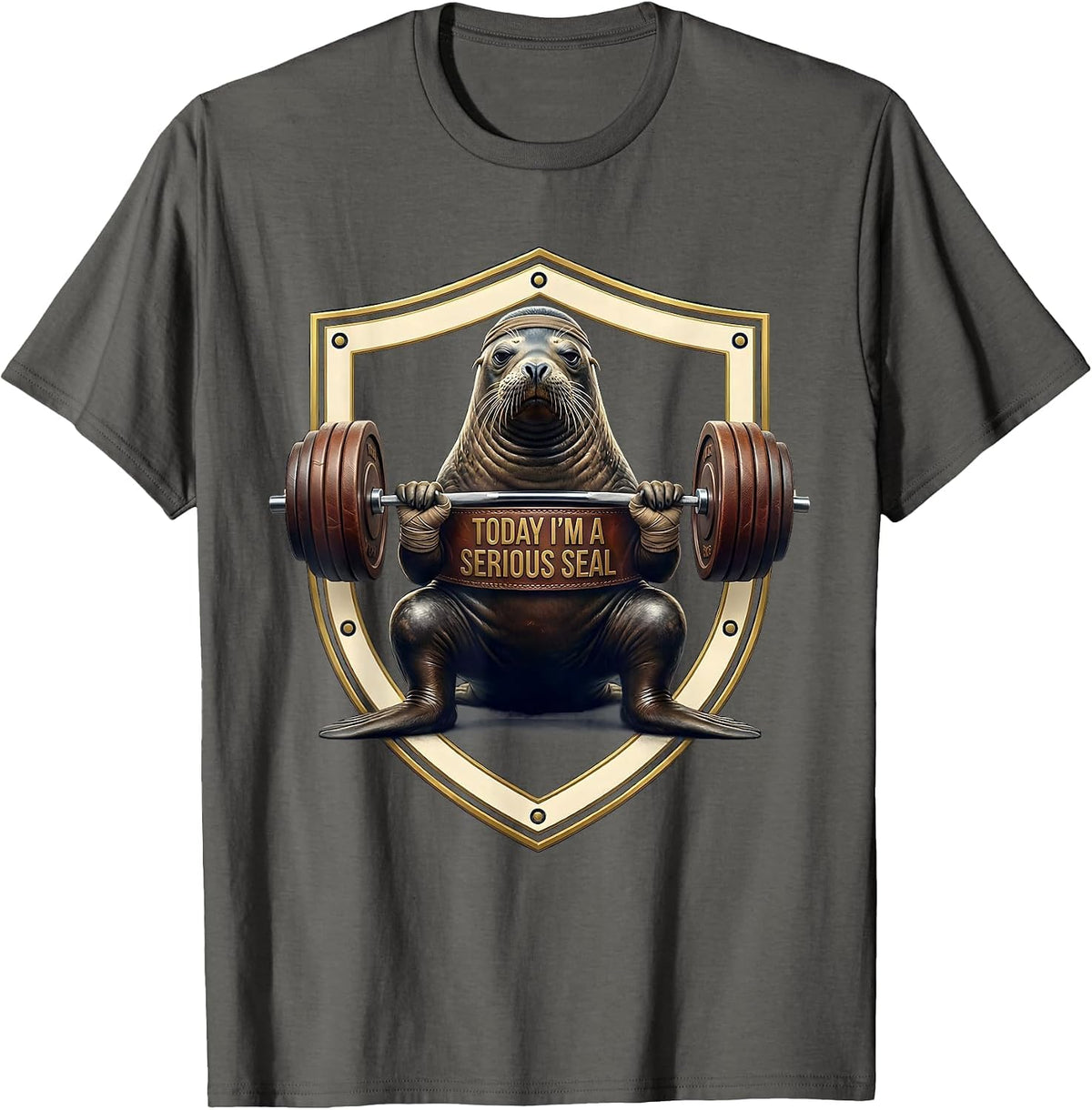 Today I'm A Serious Seal Funny Gym Weightlifting Workout T-Shirt - Asphalt Grey