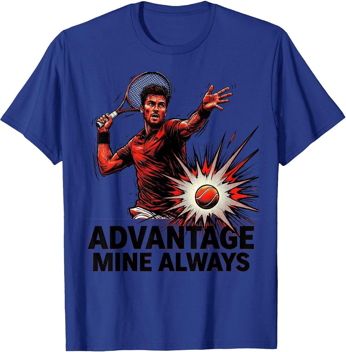 Advantage Mine Always Tennis Graphic Design T-Shirt - Royal Blue