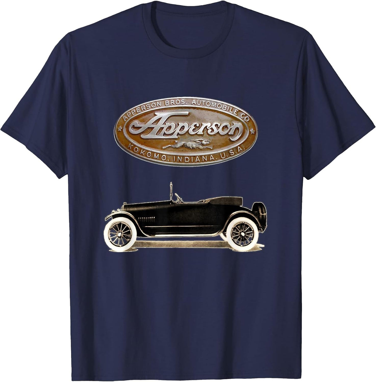 Antique Car 1915 Apperson Bros. Jack Rabbit T-Shirt - Navy Blue