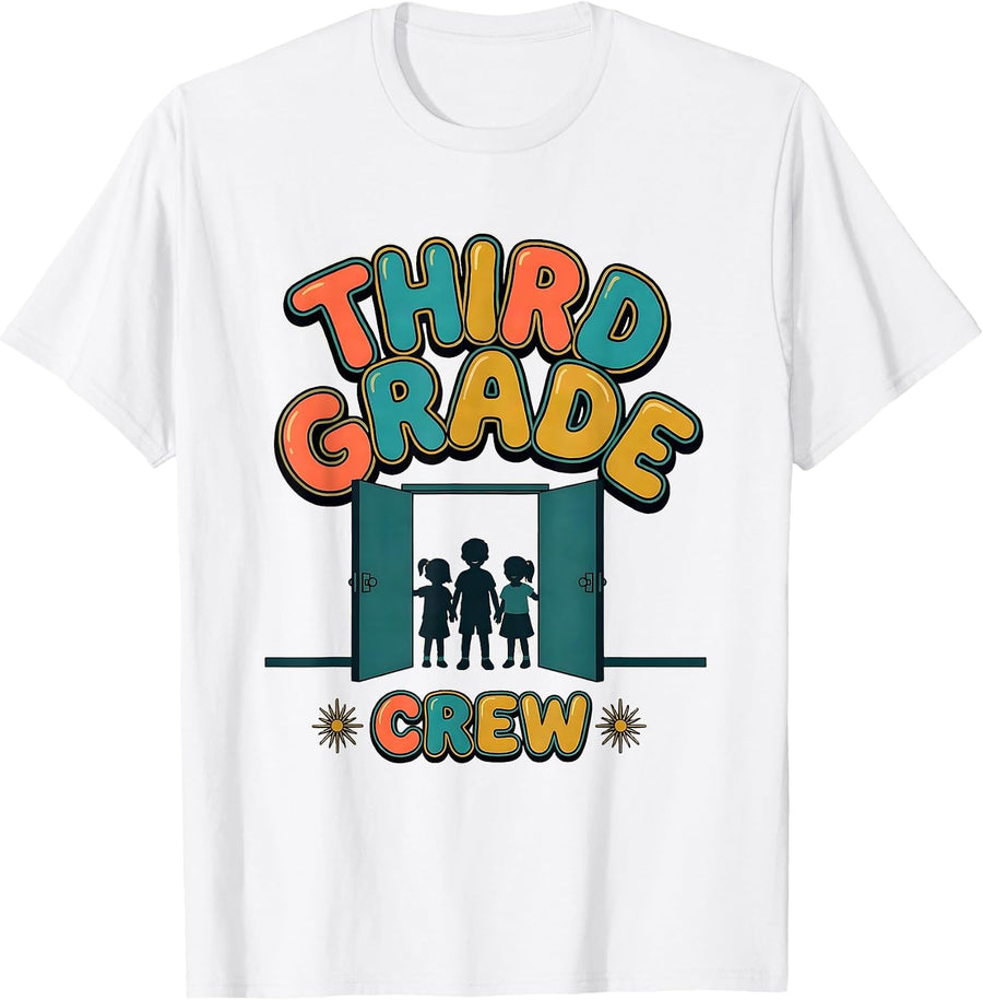 Men's Third Grade Crew Funny Teacher First Day Of School Gift T-Shirt - White
