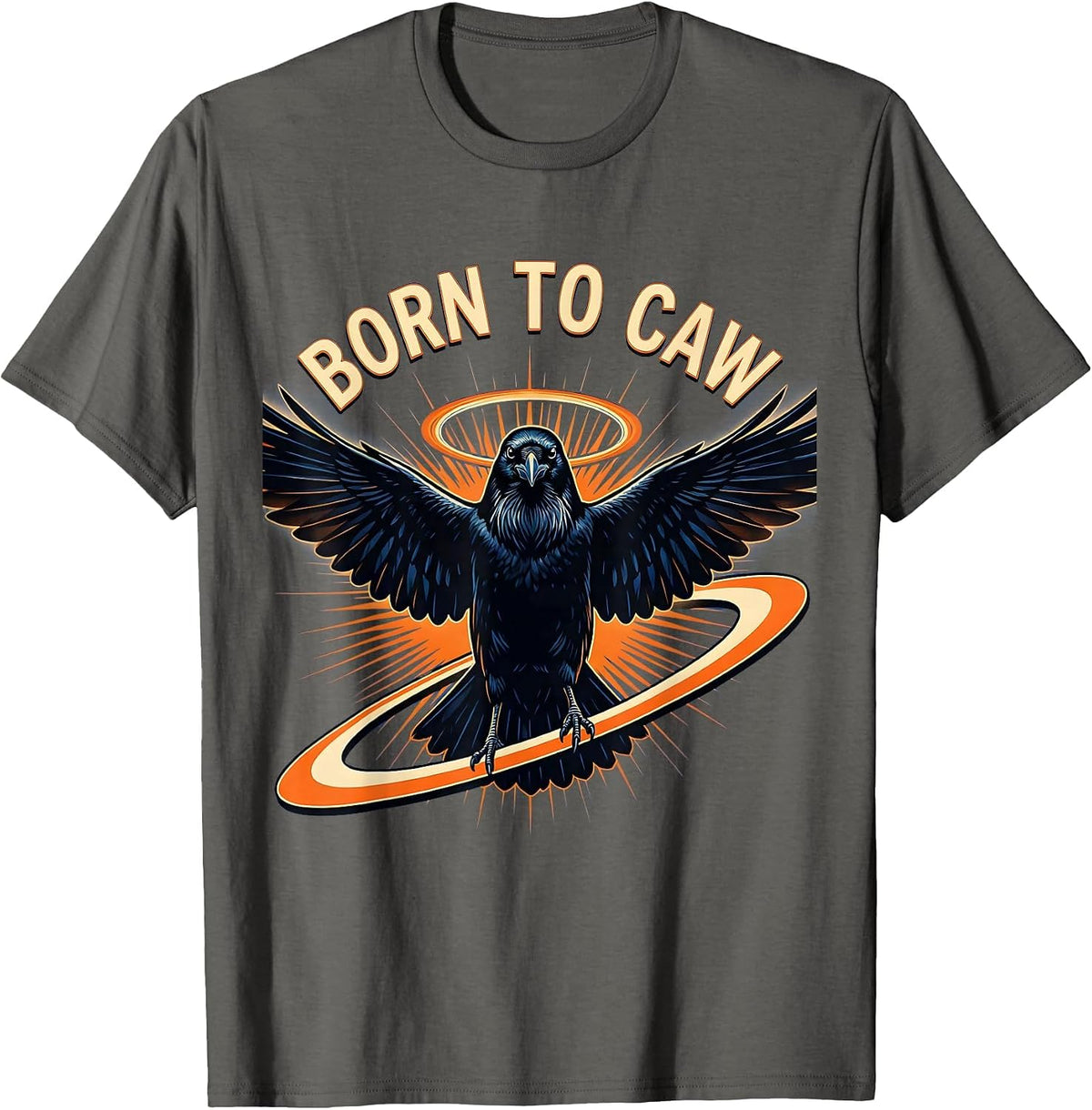 Men's Born to Caw Crow Bird Lover Design T-Shirt - Asphalt Grey