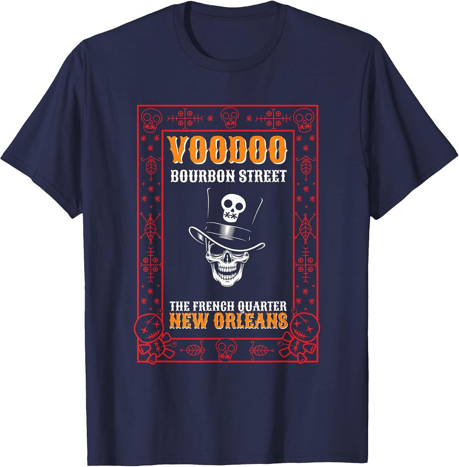 Mardi Gras Voodoo Lover Black Magic Carnival Fan Voodoo Doll T-Shirt - Navy Blue