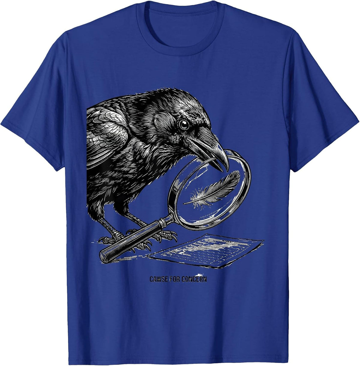 Cawse For Concern Dark Humor Gothic Crow Raven Bird Lover T-Shirt - Royal Blue