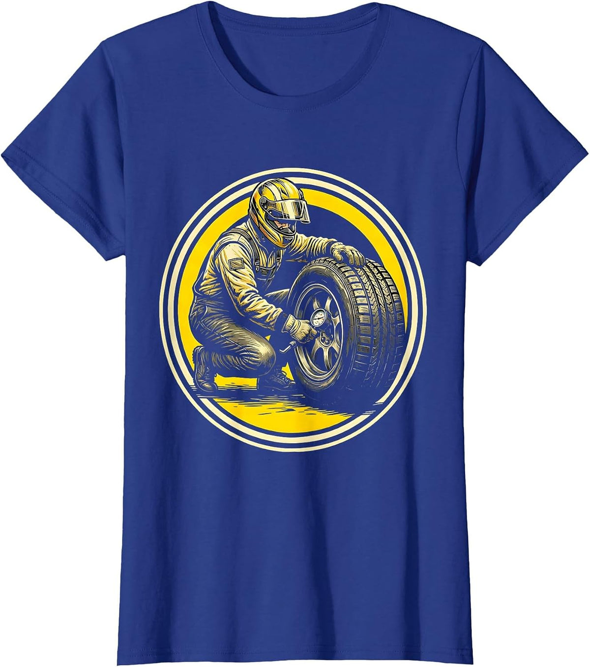 Women's Pit Crew Mechanic Tire Pressure Check Graphic T-Shirt - Royal Blue