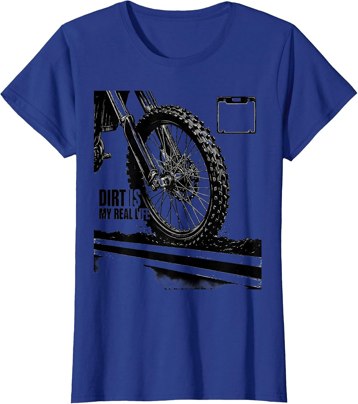 Women's Dirt Is My Real Life Scratchboard Motocross Dirt Bike Rider T-Shirt - Royal Blue