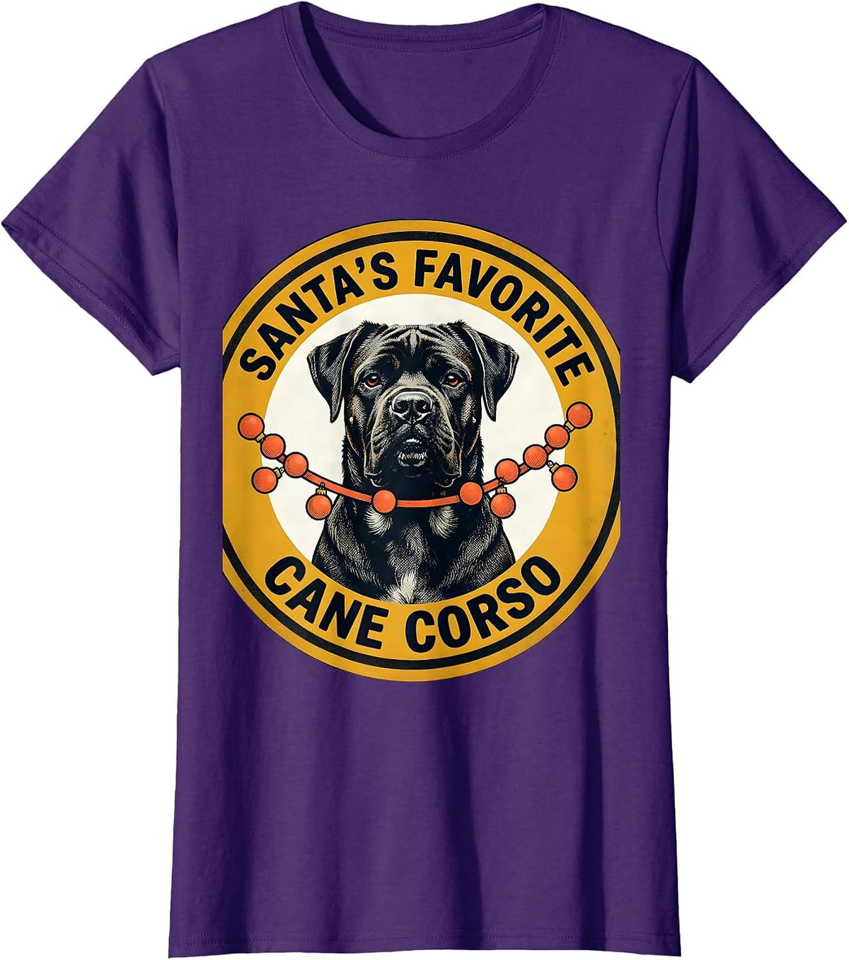 Women's Santa's Favorite Cane Corso Midcentury Modern Dog Lover T-Shirt - Purple