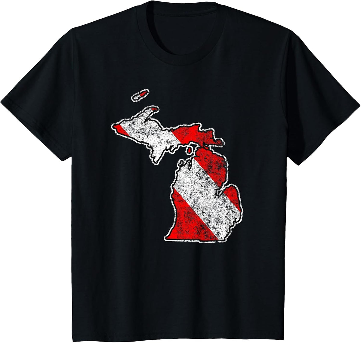 Vintage Michigan Scuba Dive Flag Map Diving Diver T-Shirt - Black