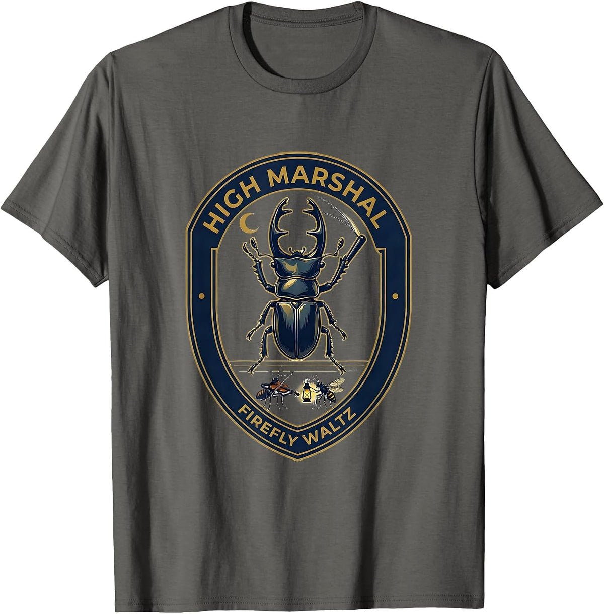 Men's High Marshal Firefly Waltz Vintage Insect Band Nature Lover T-Shirt - Asphalt Grey