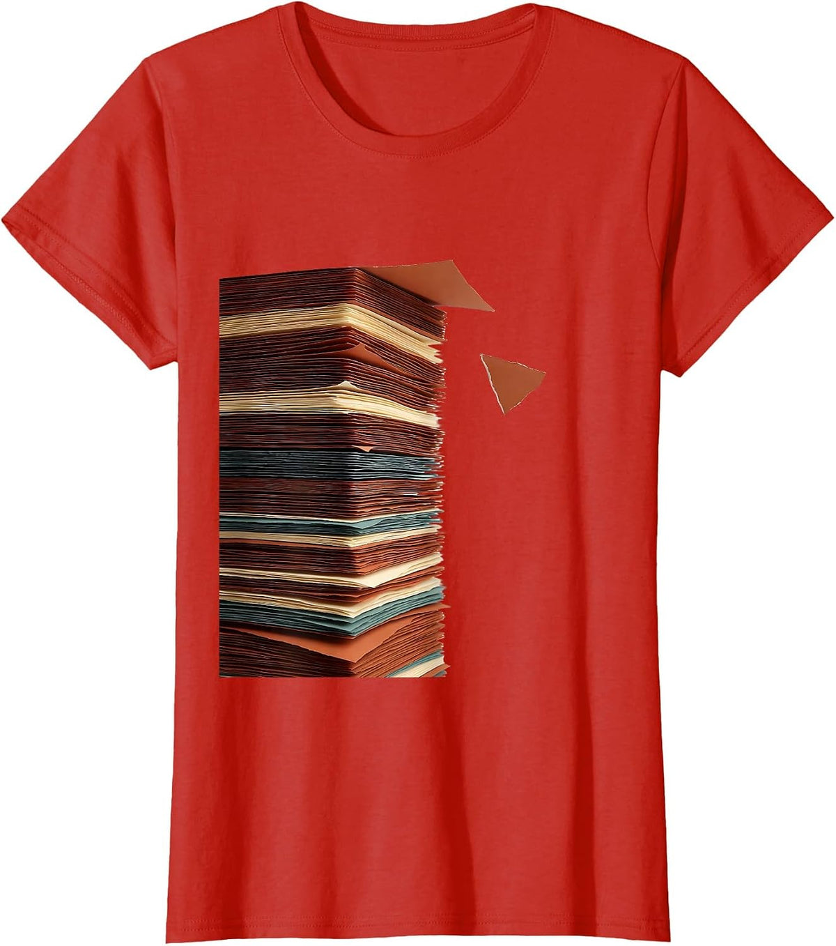 Layered Ledger Paper Cutout History Teacher Classroom Humor T-Shirt - Red