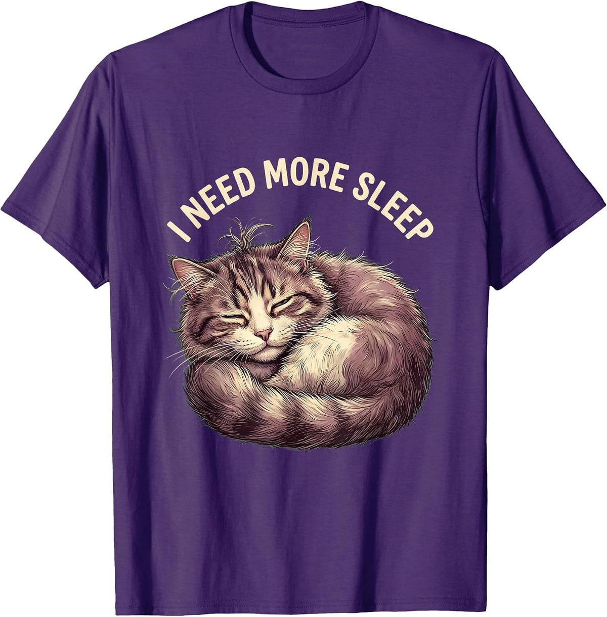 Men's I Need More Sleep Funny Tired Humor Design T-Shirt - Purple