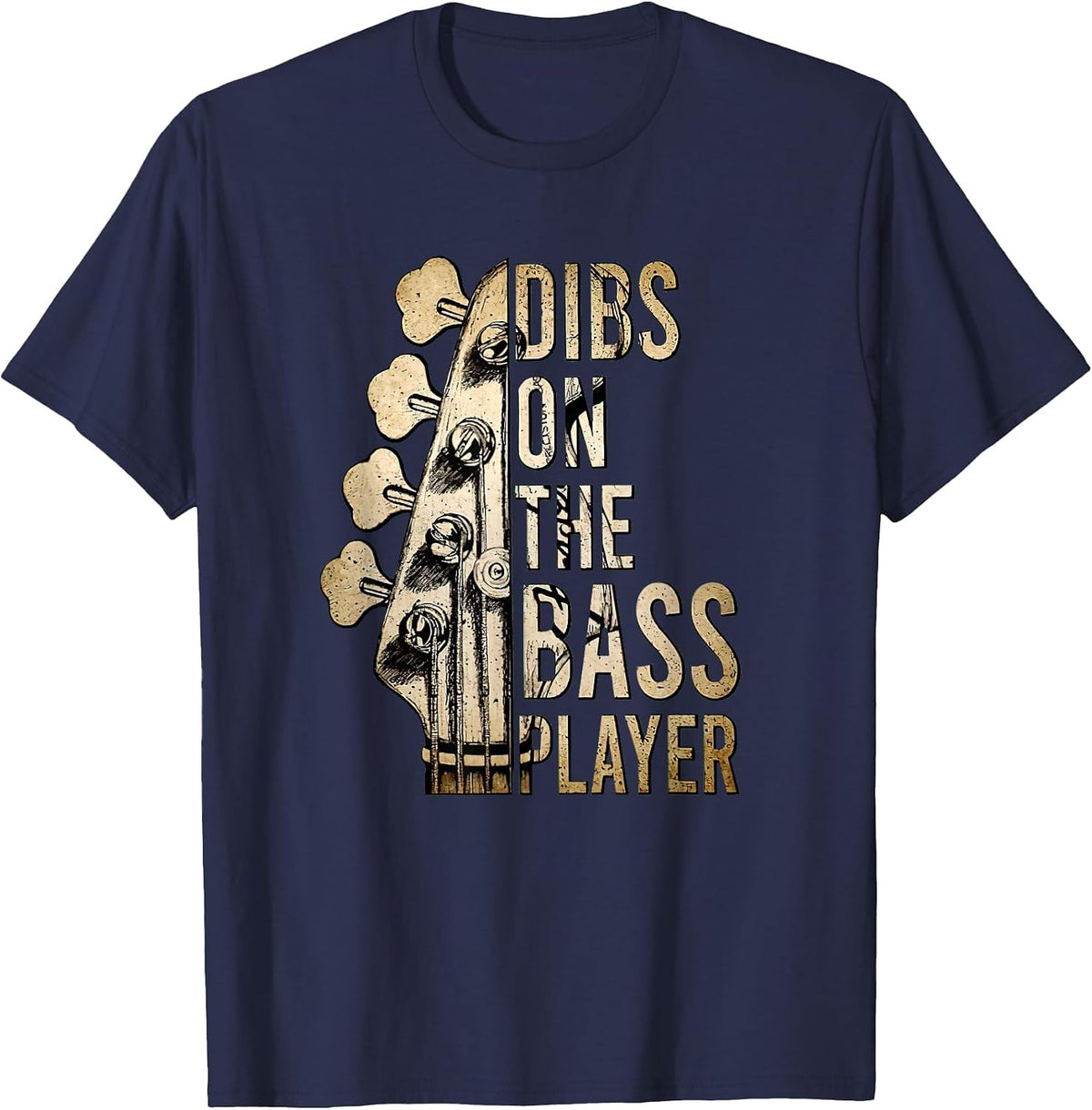 Dibs On The Bass Player Guitar Musician T-Shirt - Navy Blue
